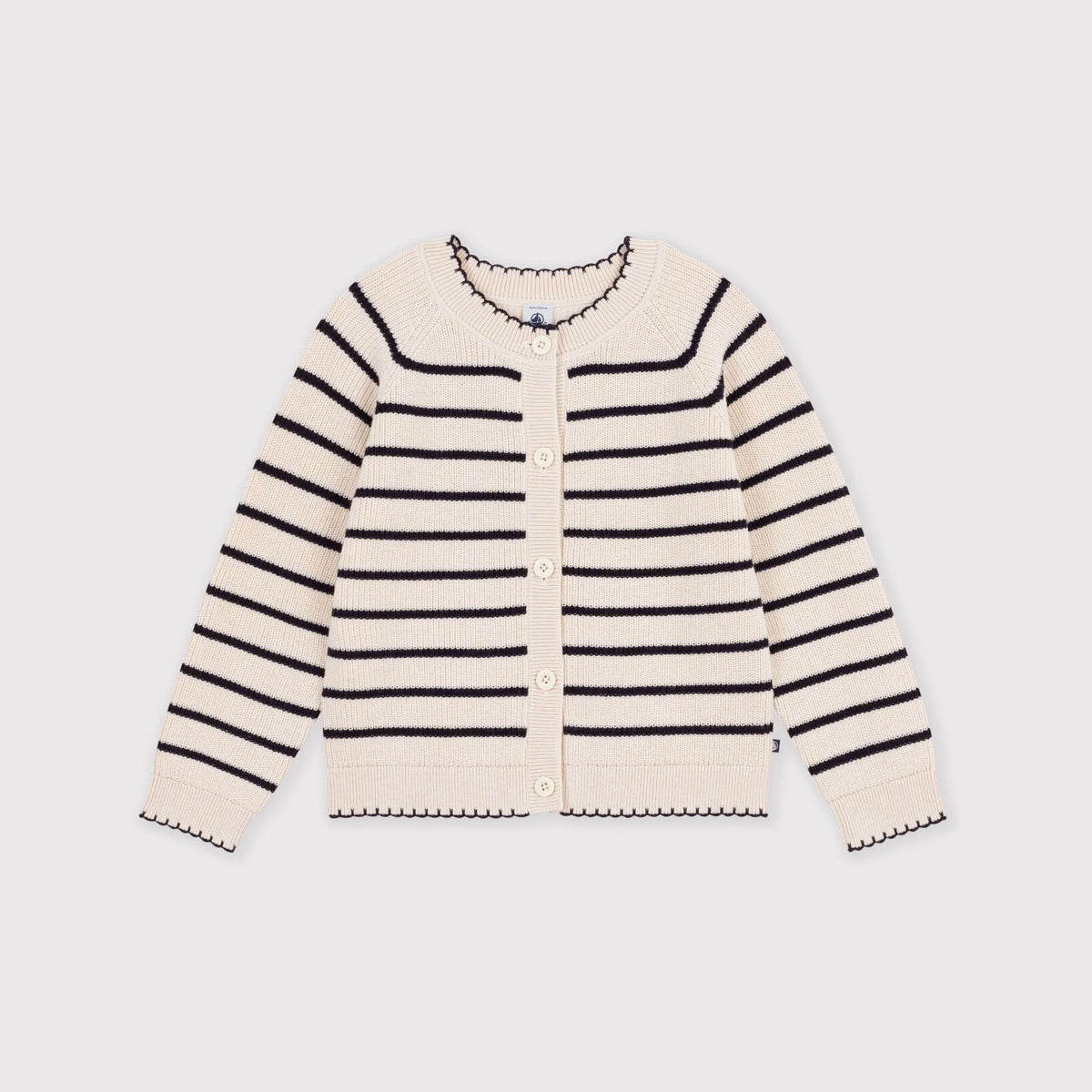 Girls Black Stripes Wool Cardigan