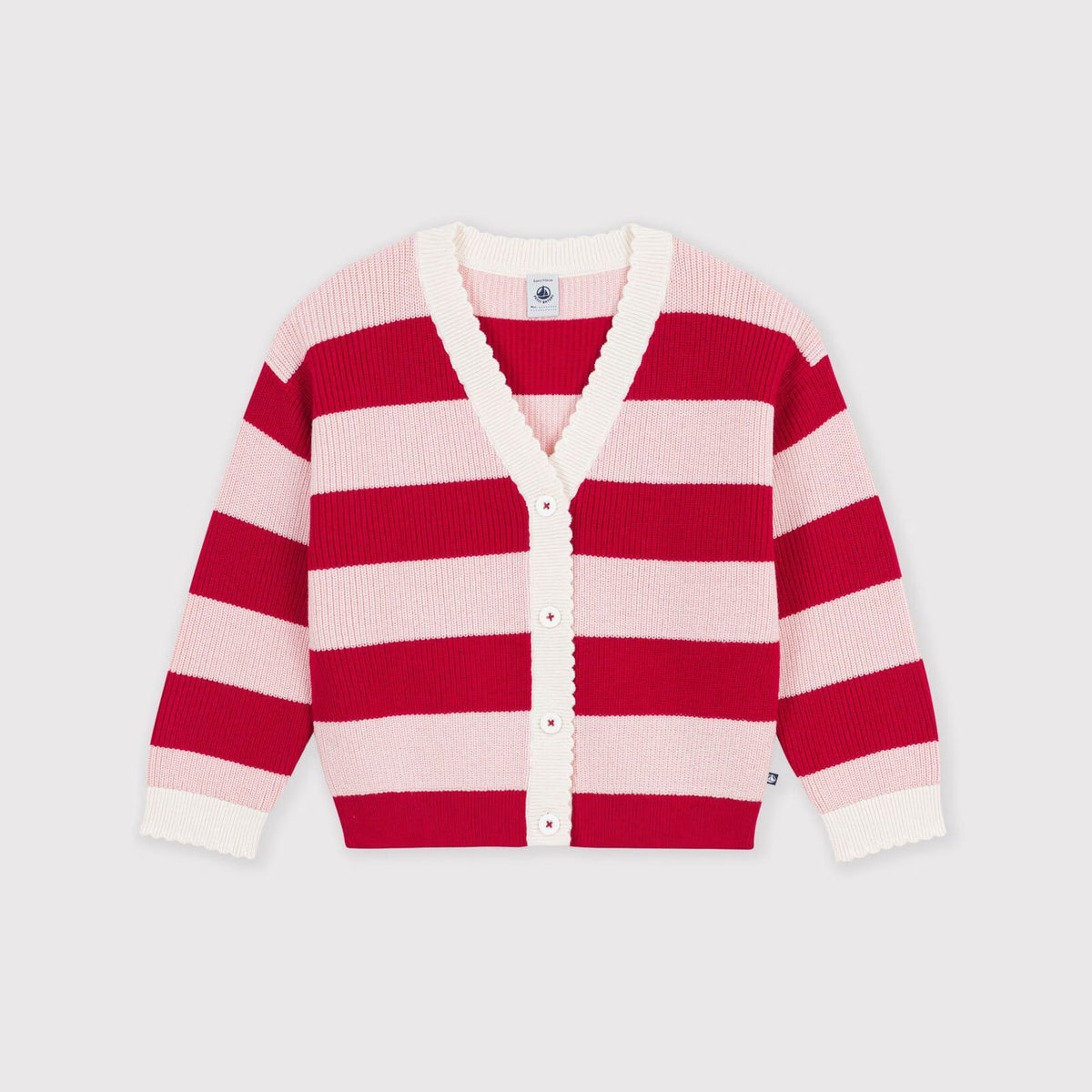 Girls Red Stripes Wool Cardigan