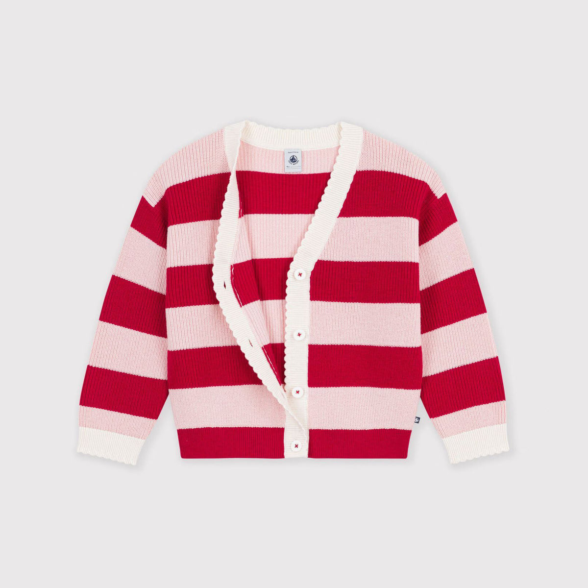 Cardigan en laine à rayures rouges pour fille
