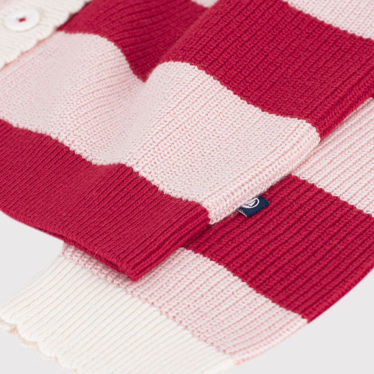 Cardigan en laine à rayures rouges pour fille