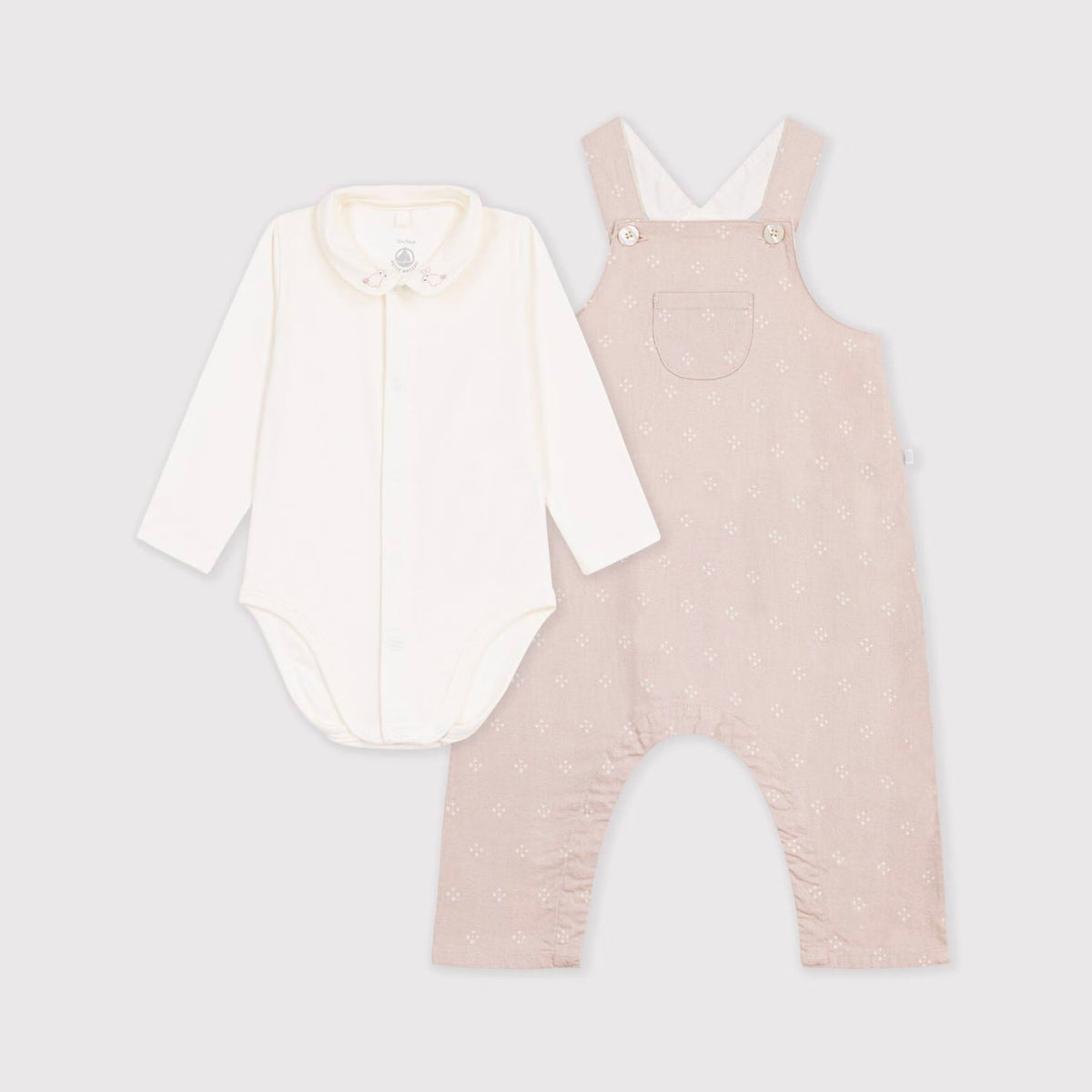 Baby Girls White Cotton Babysuit Set