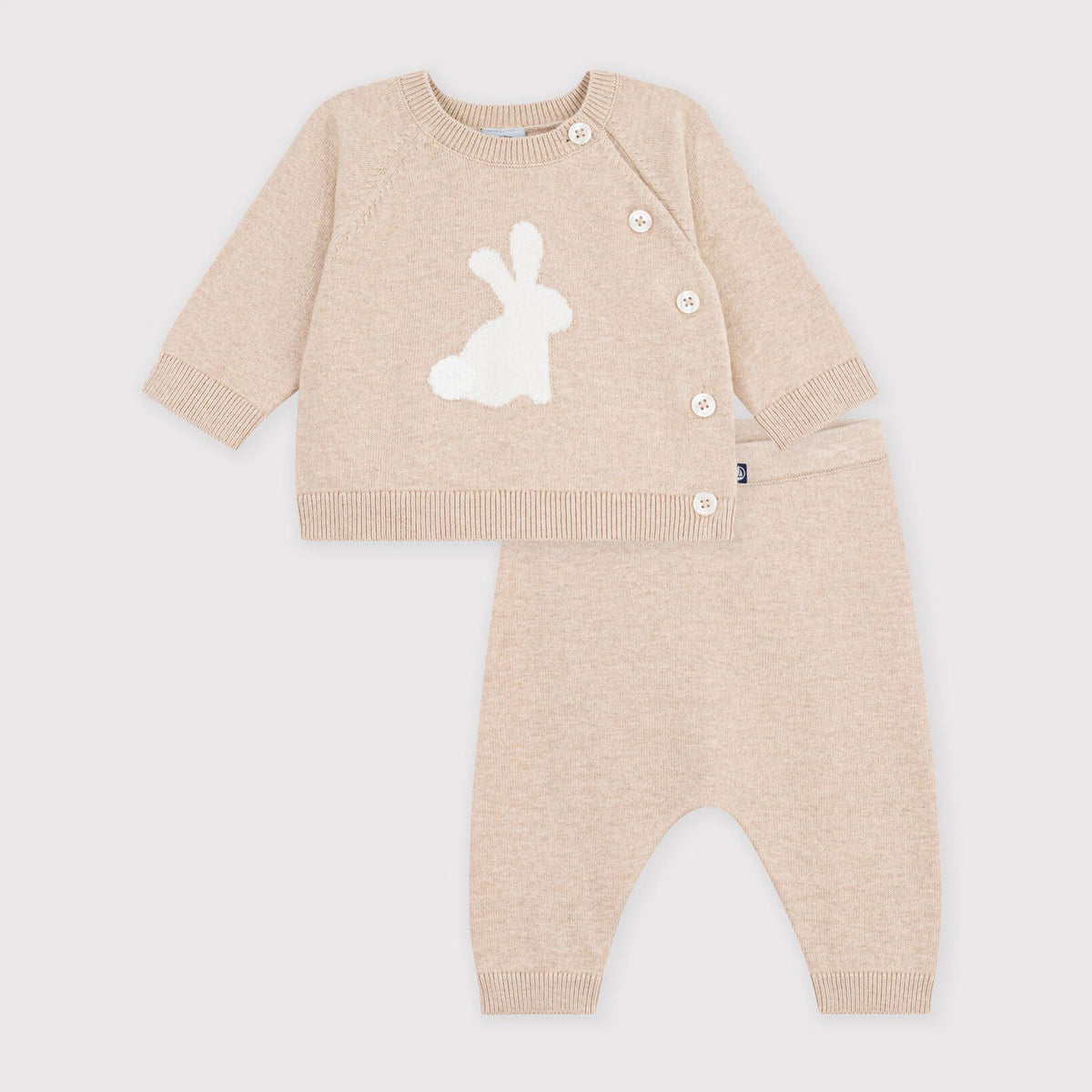 Baby Boys & Girls Beige Cotton Knit Set