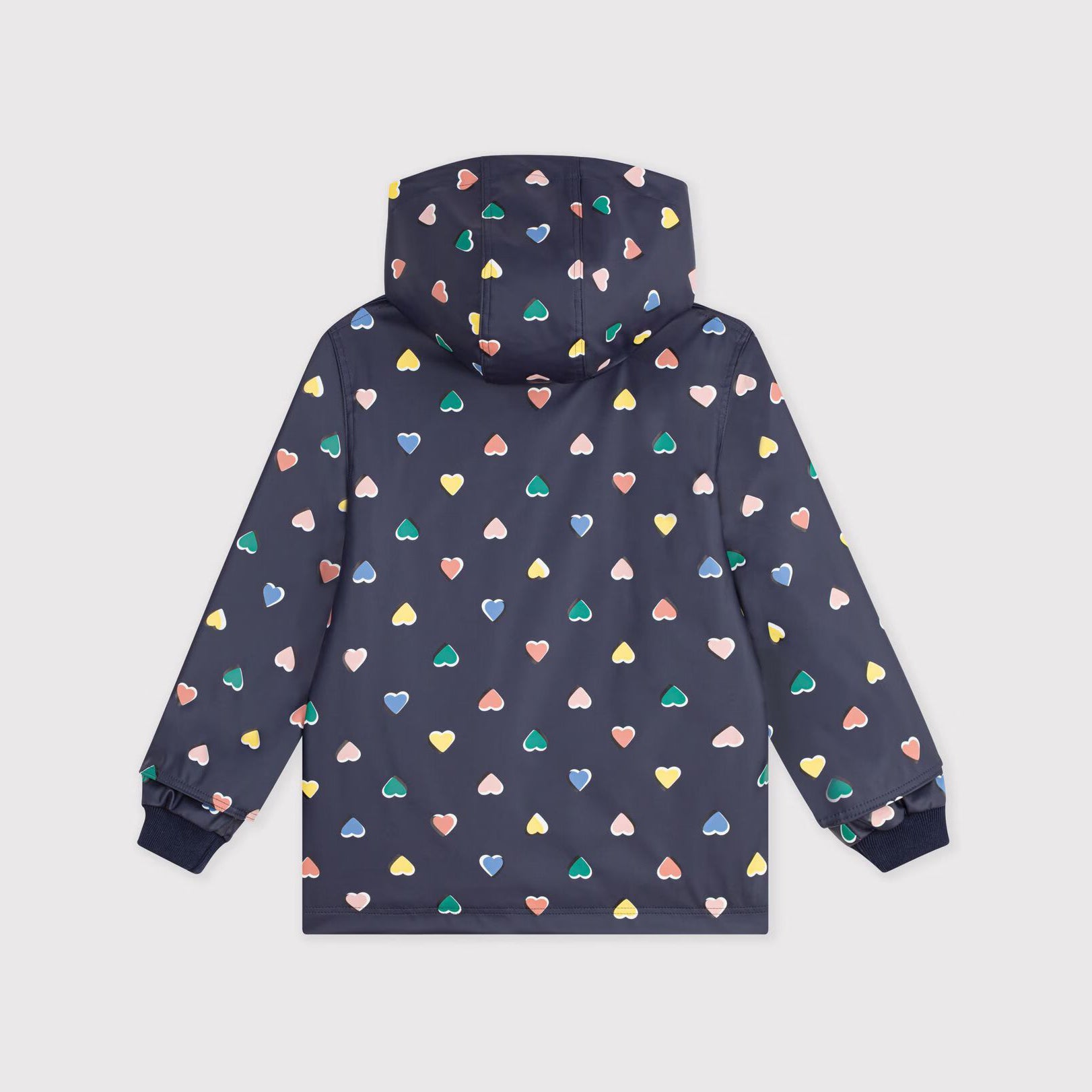 Girls Navy Heart Printed Rain Coat