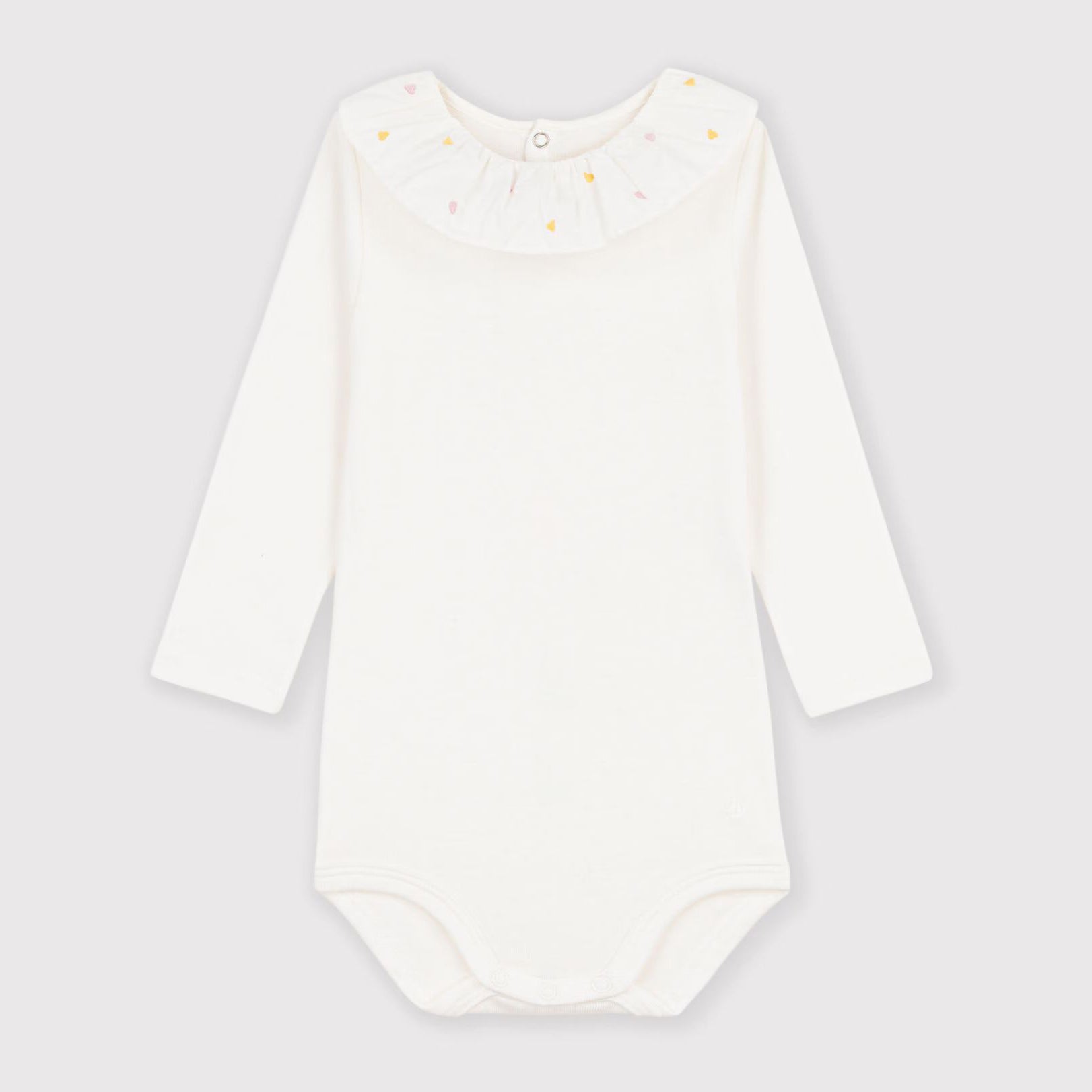 Baby Girls White Ruffled Cotton Babysuit