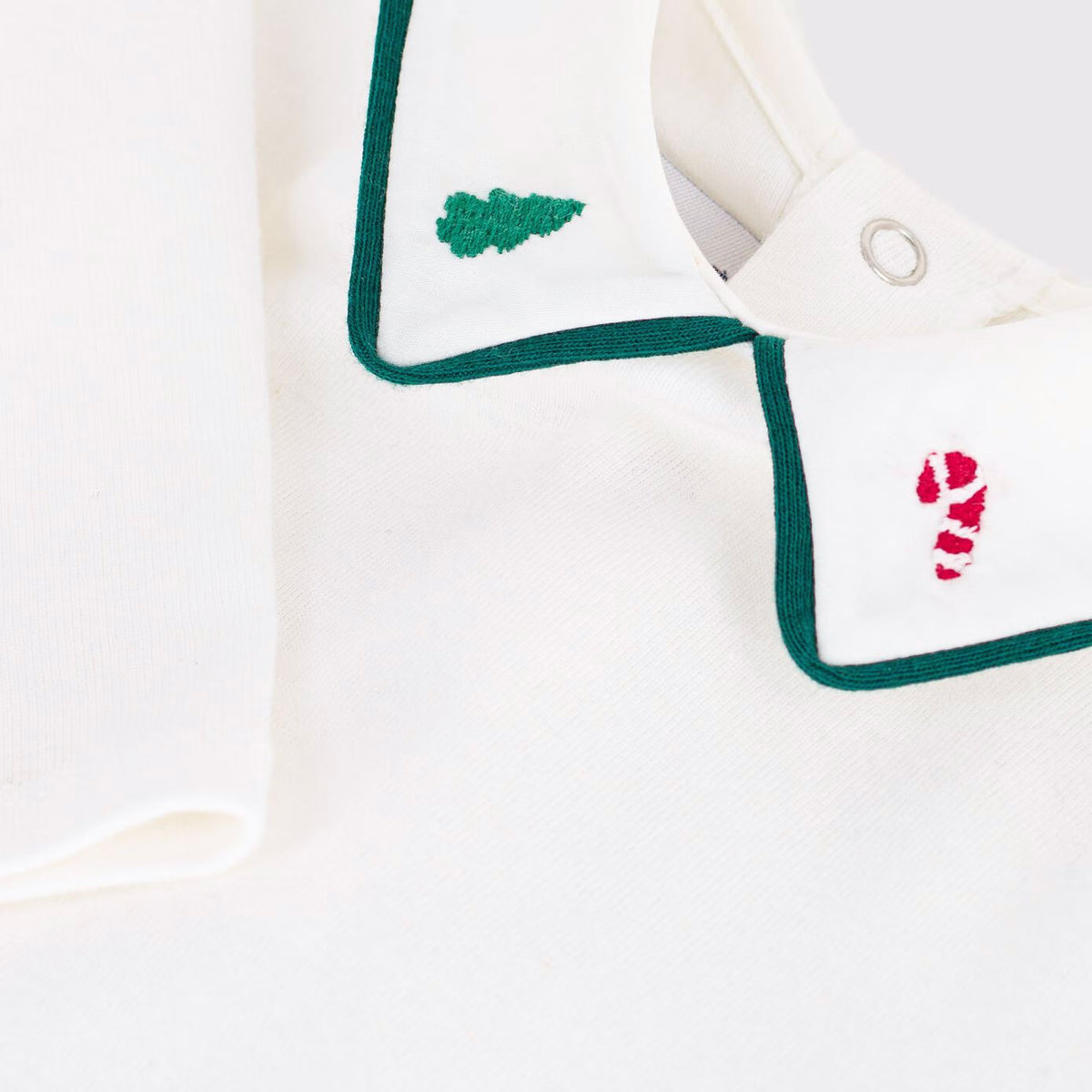 Baby Boys & Girls White Embroidered Cotton Babysuit