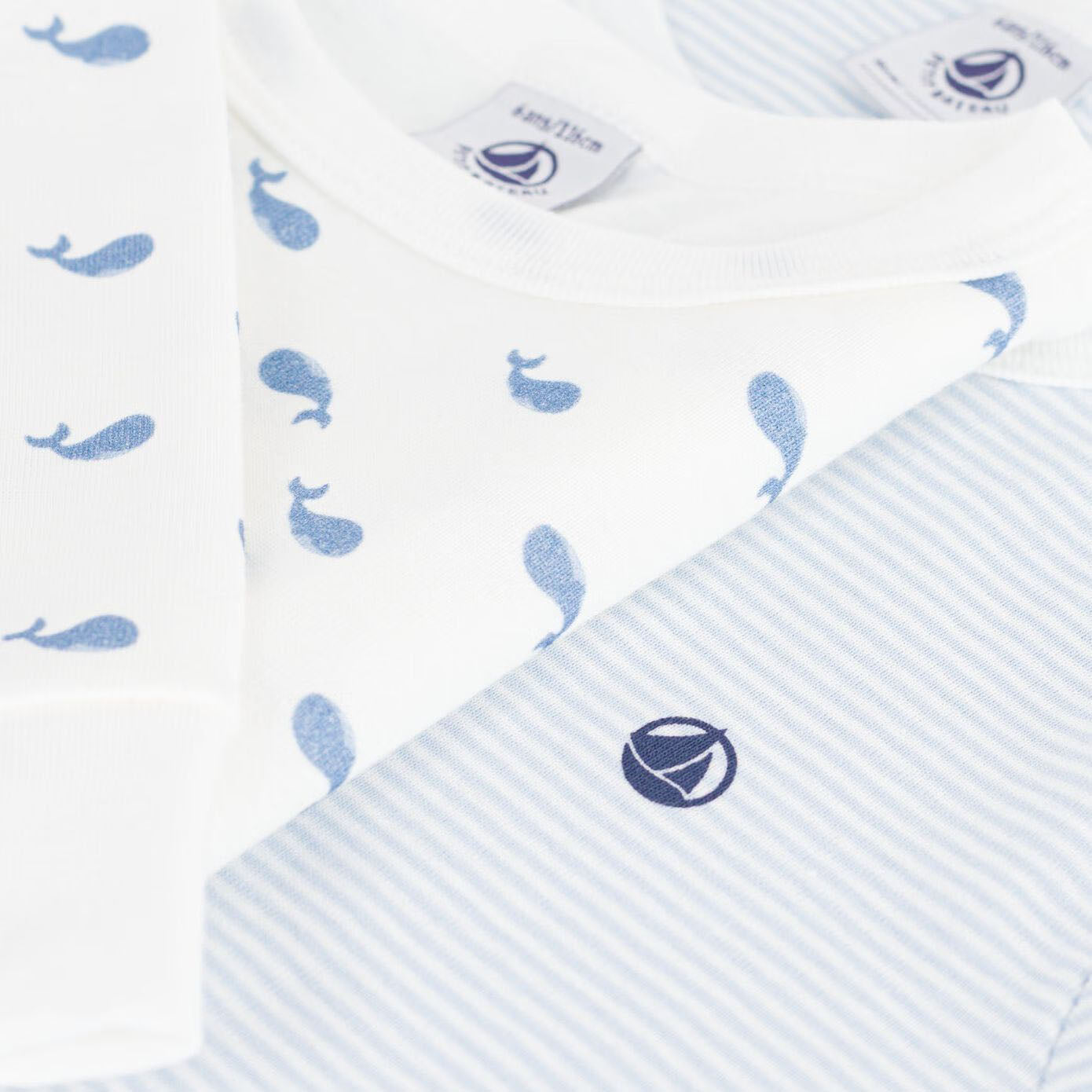 Boys White & Light Blue Cotton Nightwear Set(2 Pack)