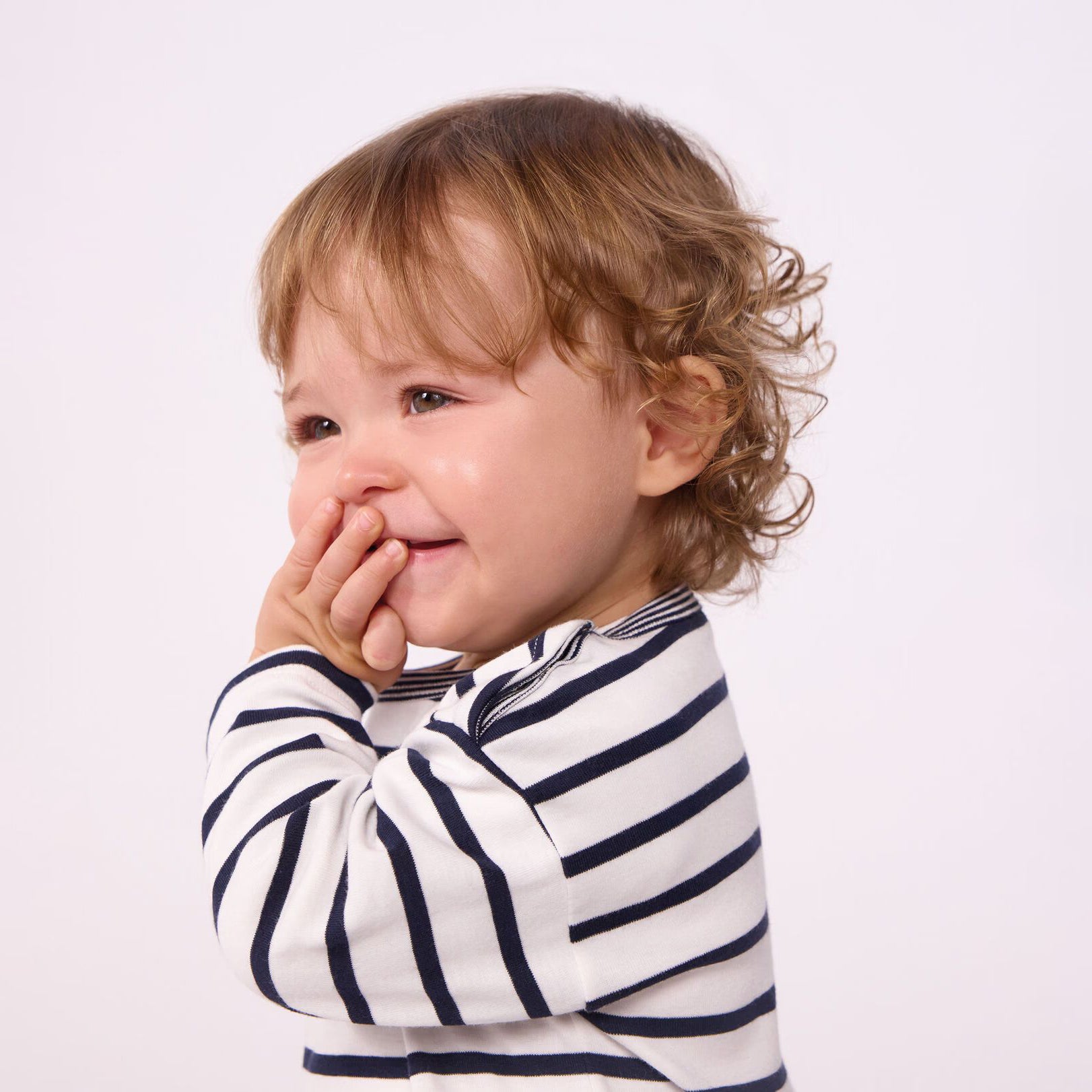 Baby Boys Navy Stripes Cotton T-Shirt