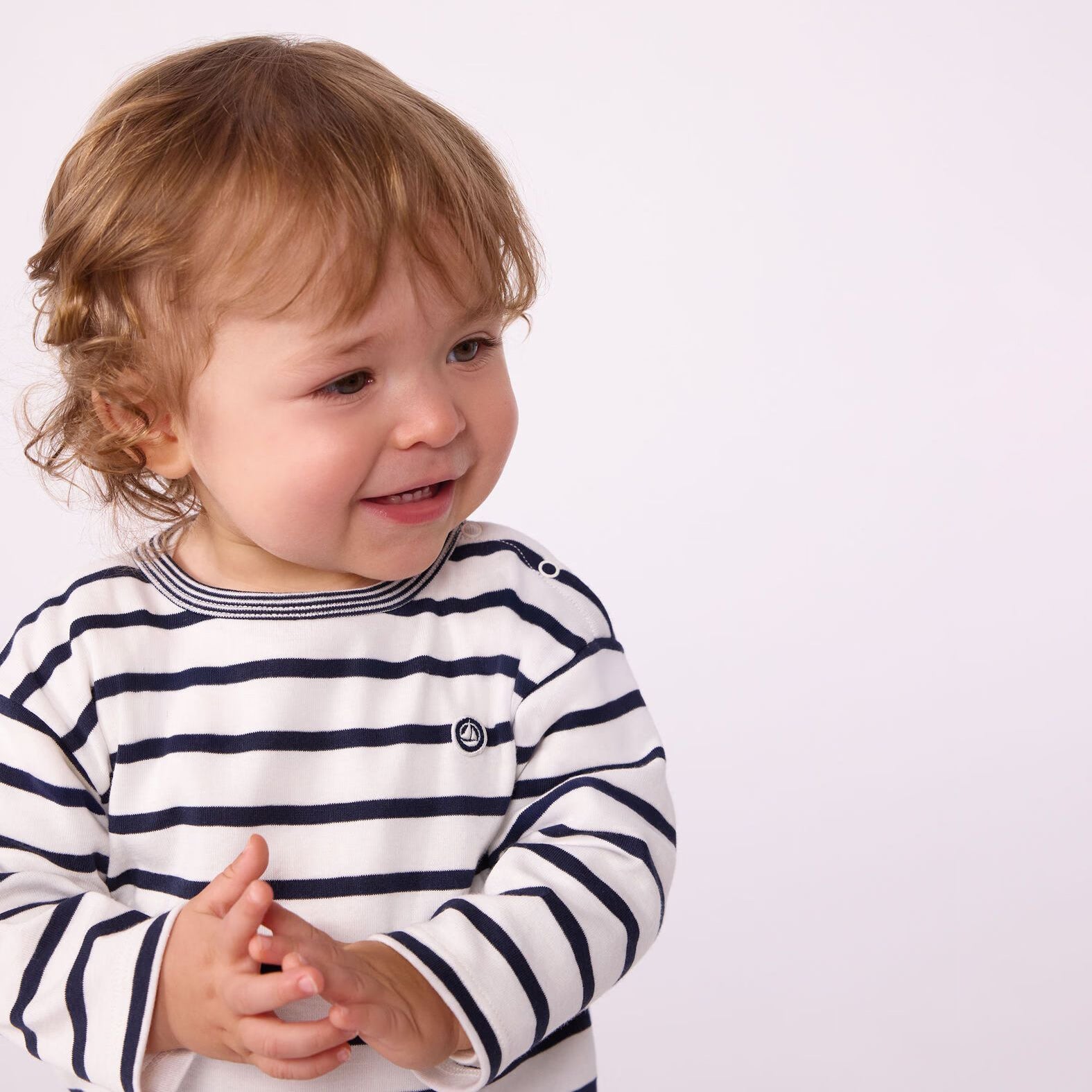 Baby Boys Navy Stripes Cotton T-Shirt