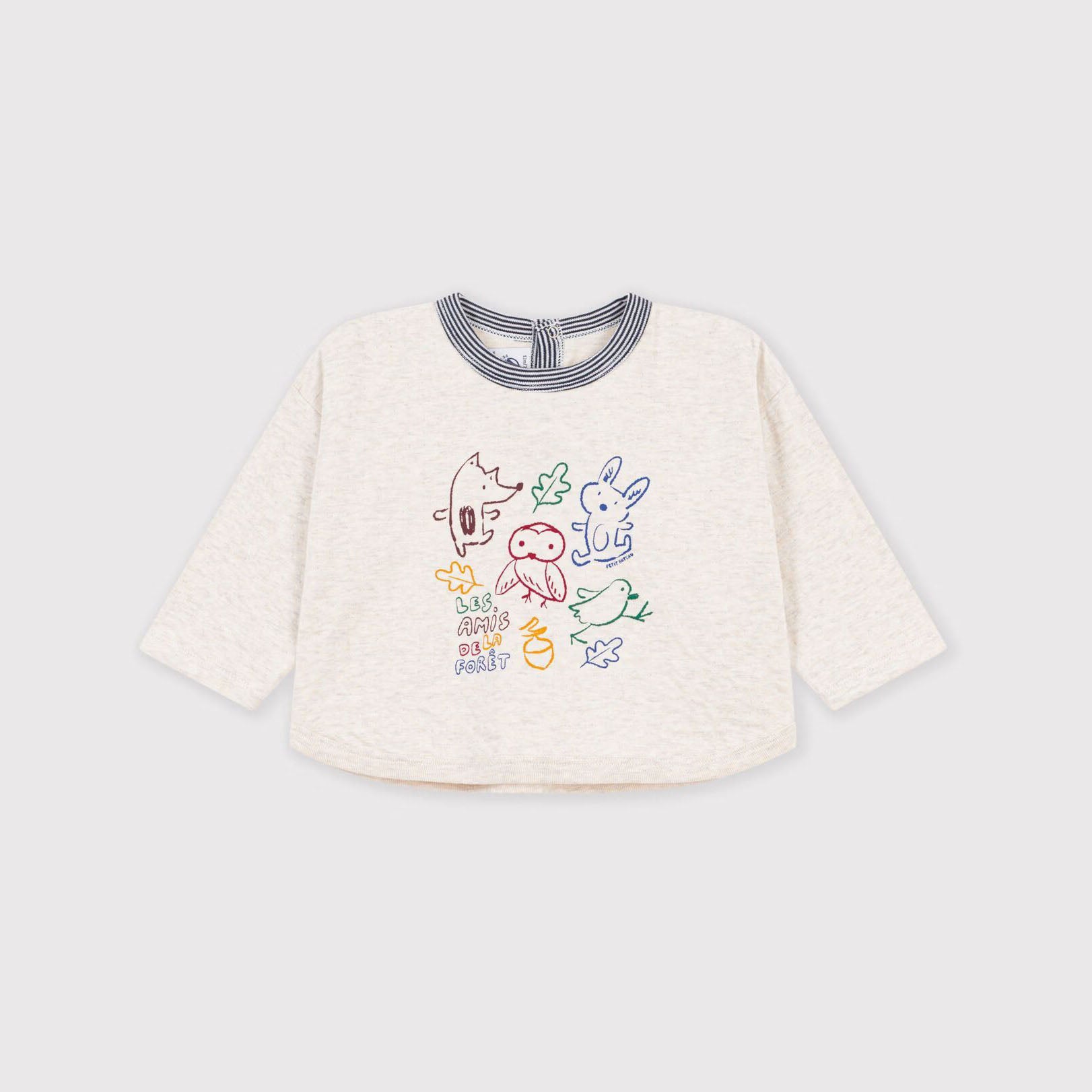 Baby Boys White Printed Cotton T-Shirt