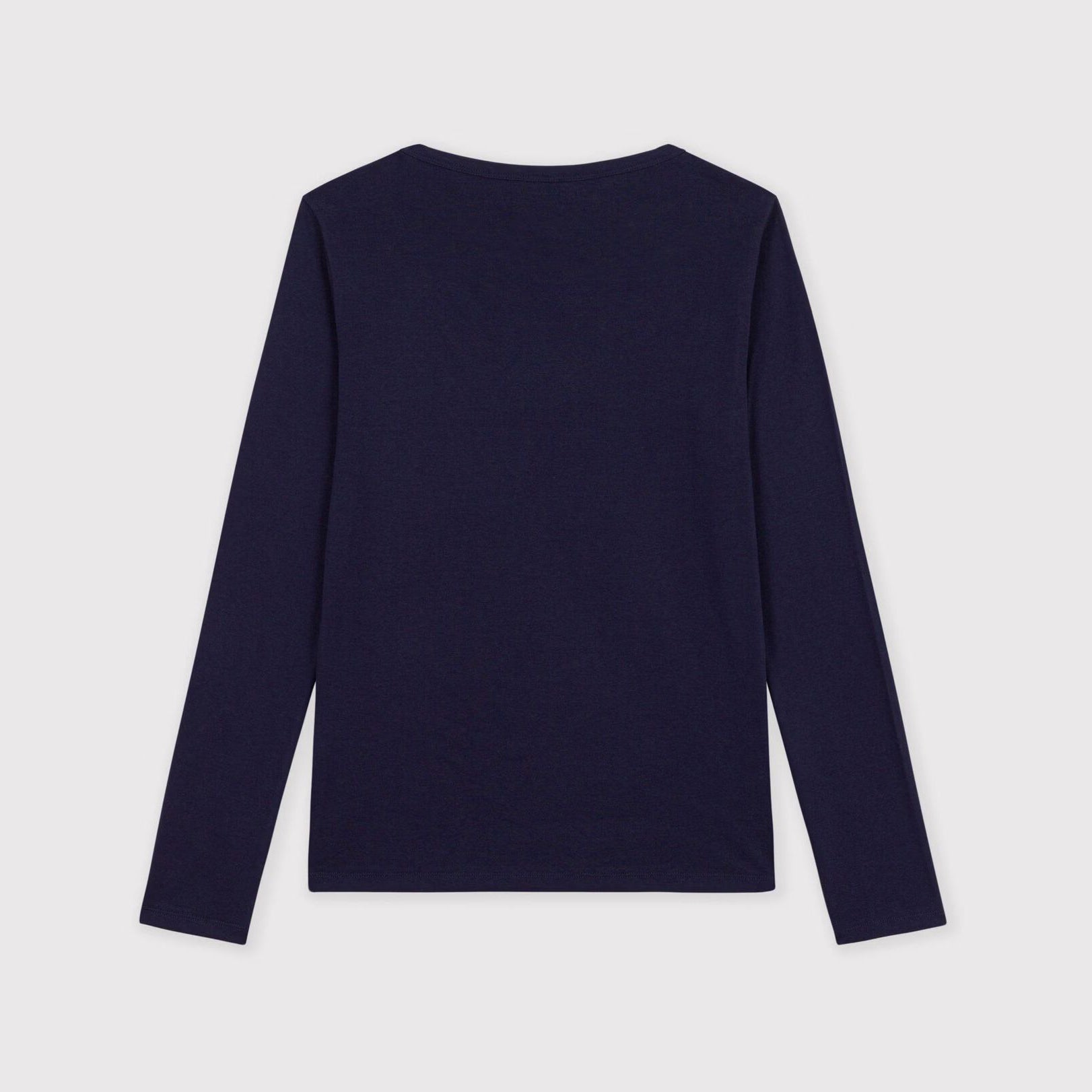 Women Navy Cotton Long Sleeves T-Shirt