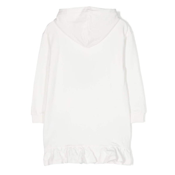 Girls White Printed Cotton Dress