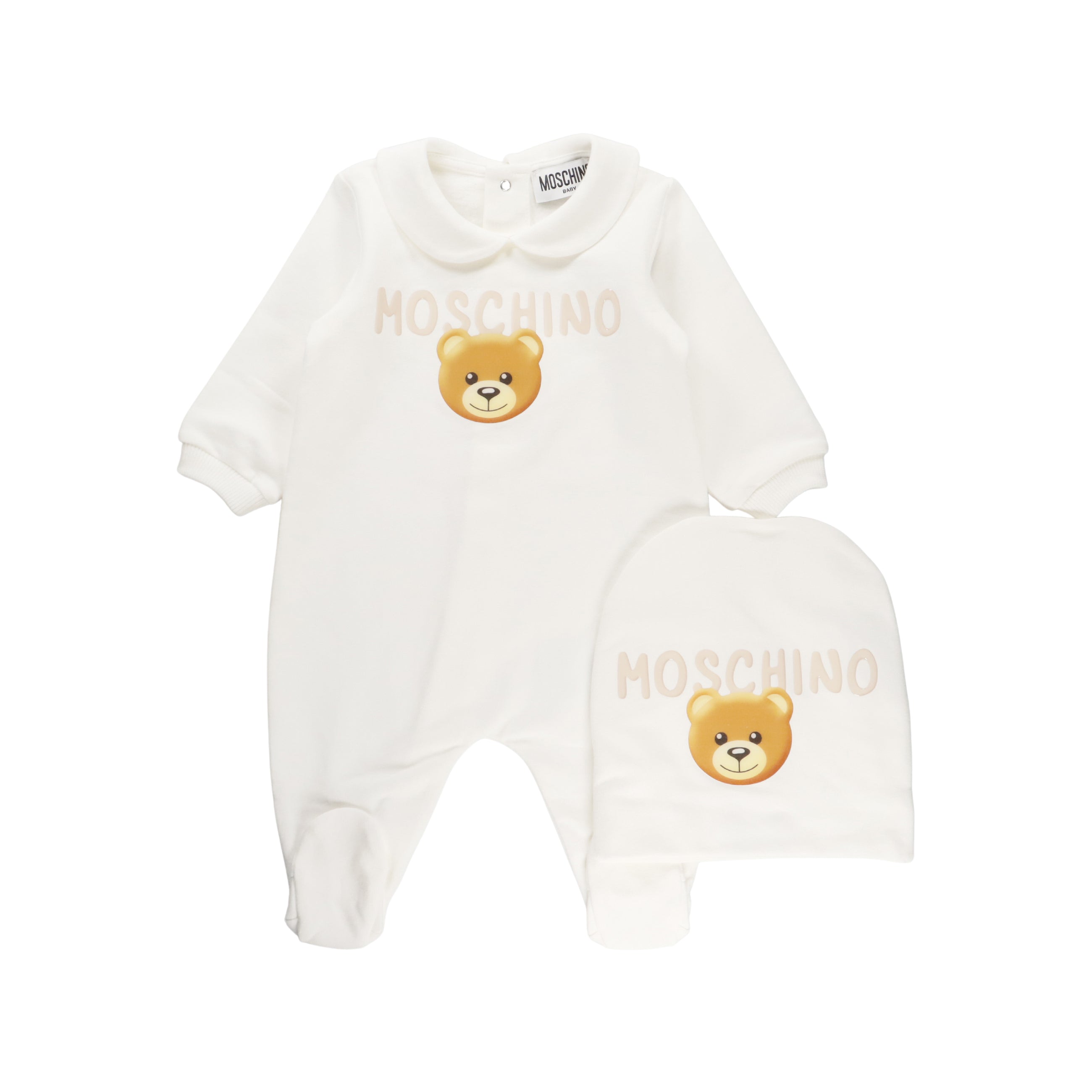 Baby Boys & Girls White Printed Cotton Babysuit Set