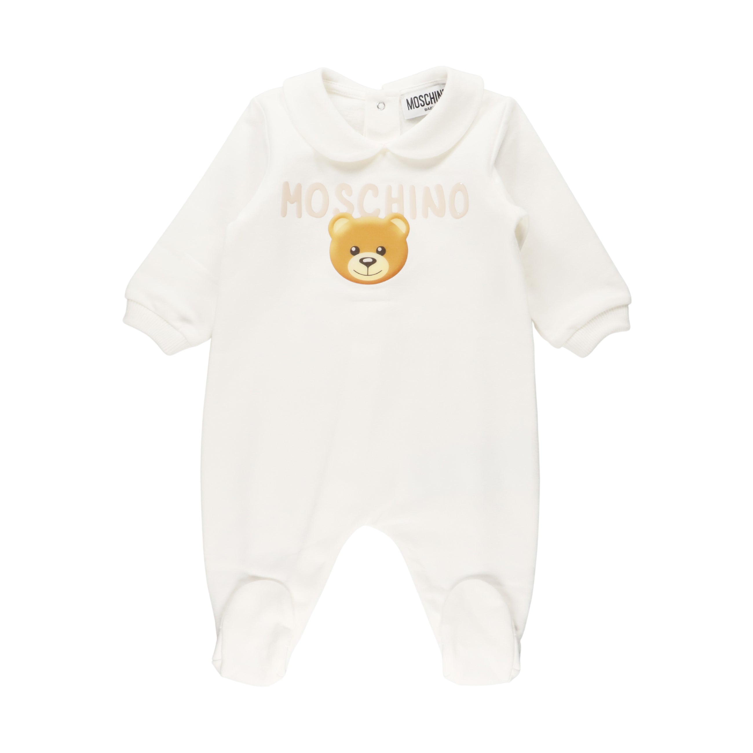 Baby Boys & Girls White Printed Cotton Babysuit Set