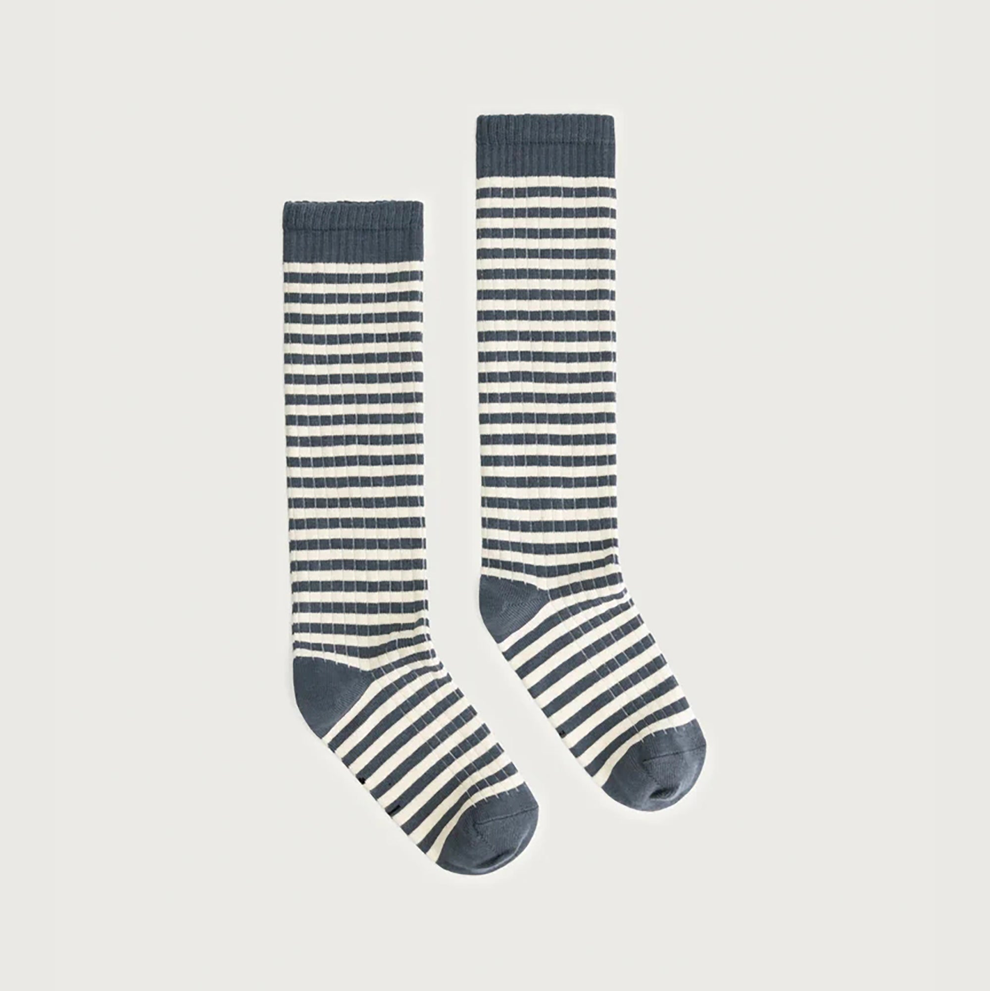 Boys & Girls Blue Grey Stripes Cotton Long Socks