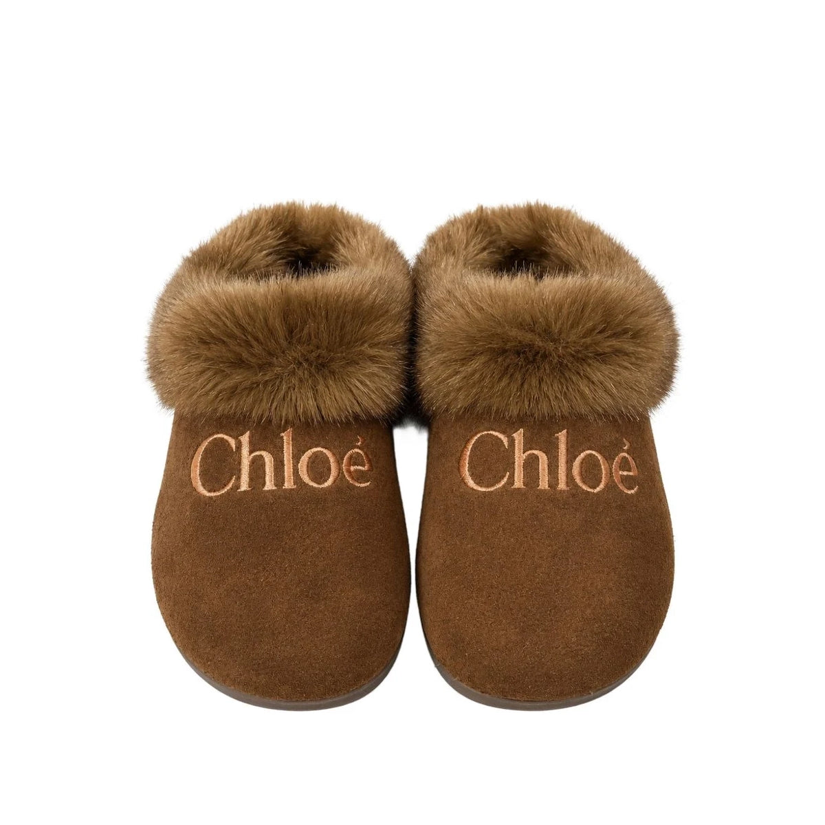 Girls Brown Logo Plush Slippers