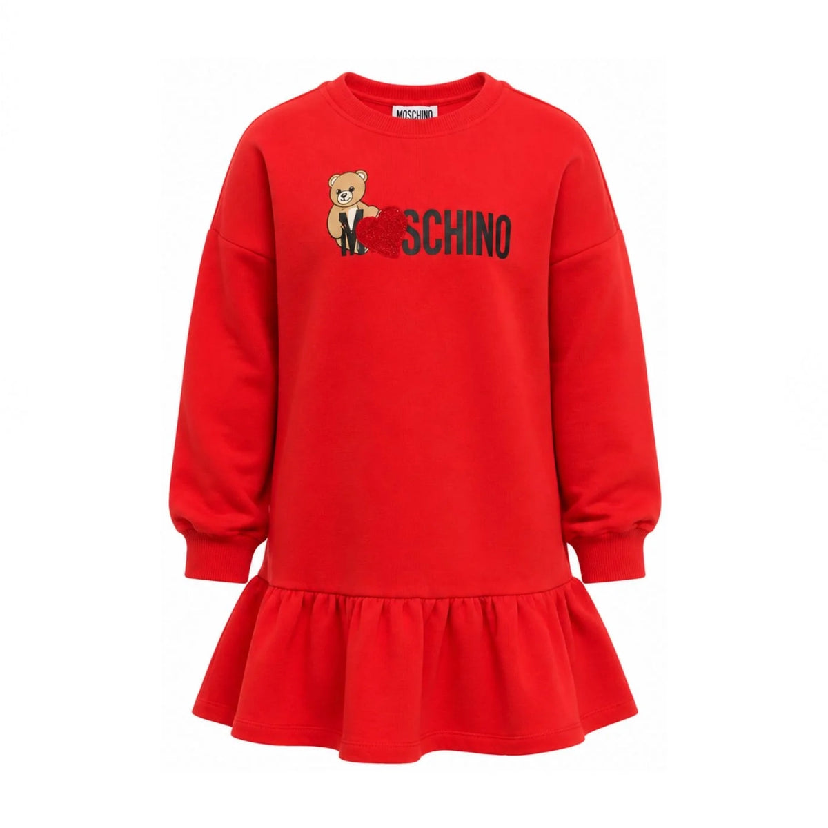 Girls Red Bear Logo Cotton Dress