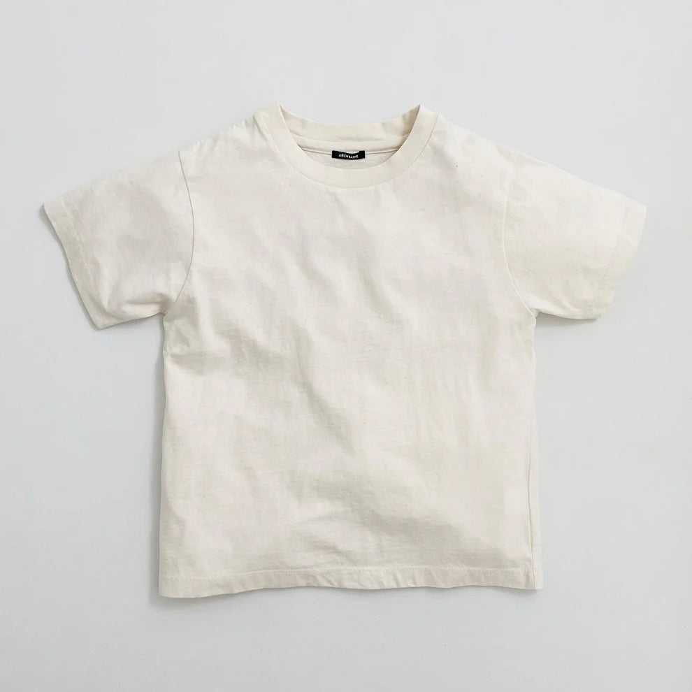 Boys & Girls White Cotton T-Shirt