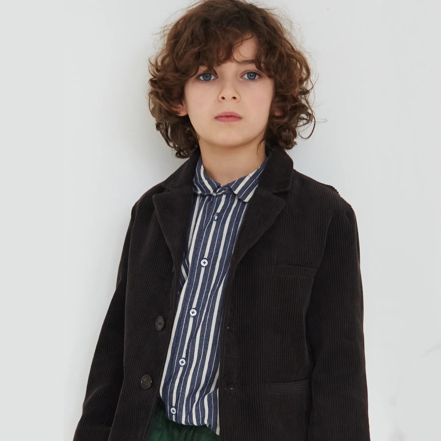 Boys Grey Stripes Cotton Shirt