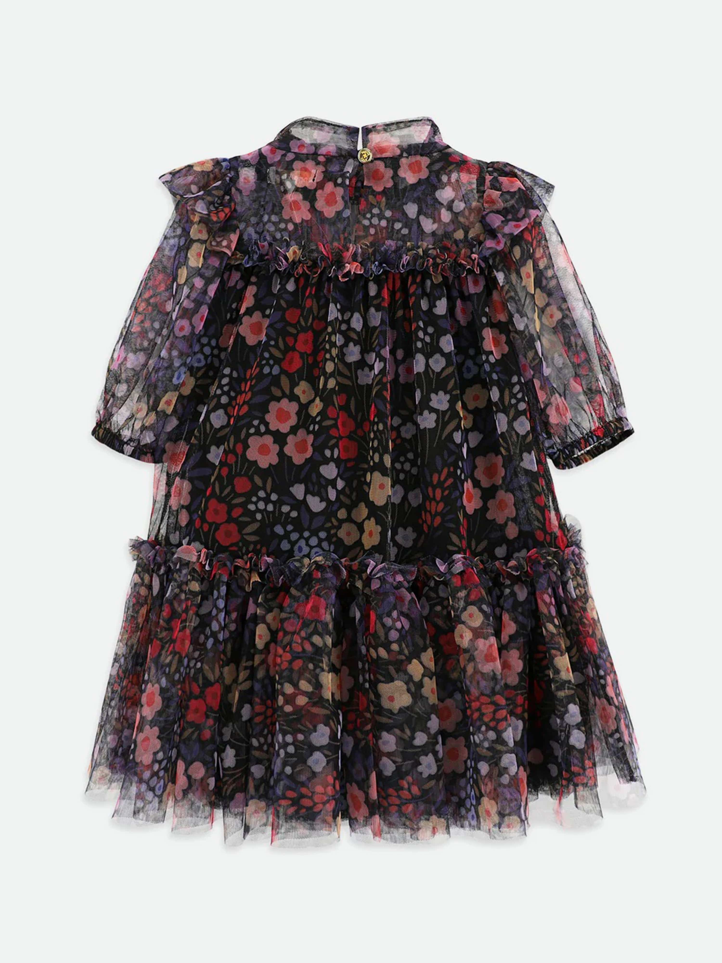 Girls Myrtle Millifiori Tulle Dress in Black