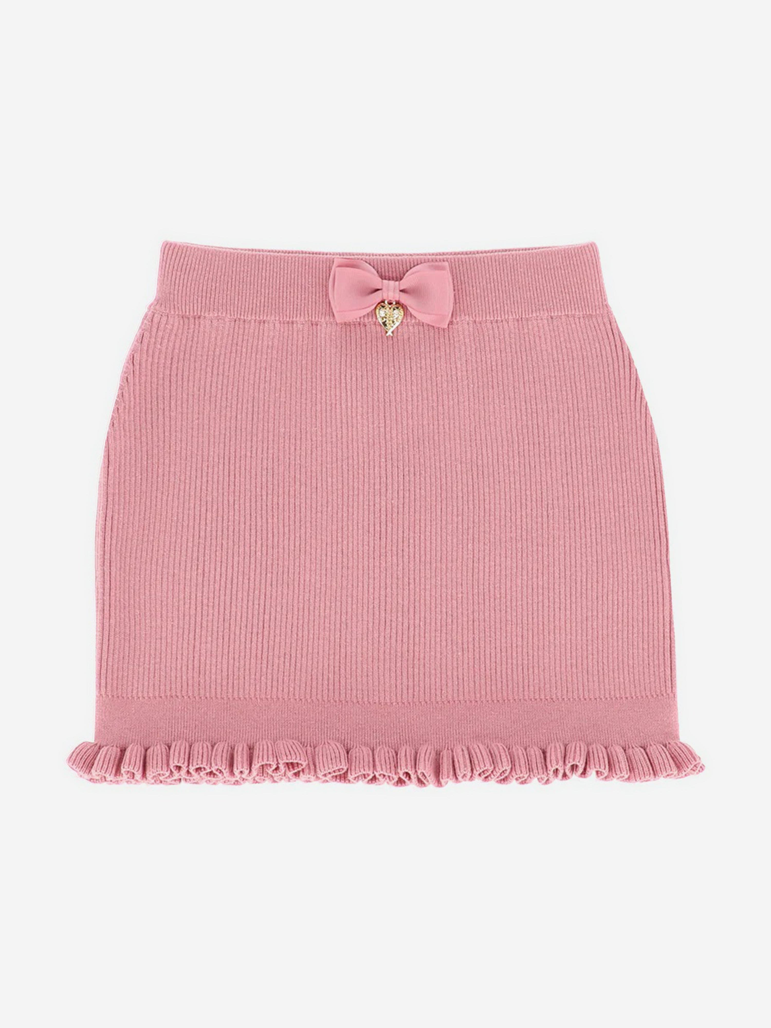 Girls Troy Rib Knitted Skirt in Pink