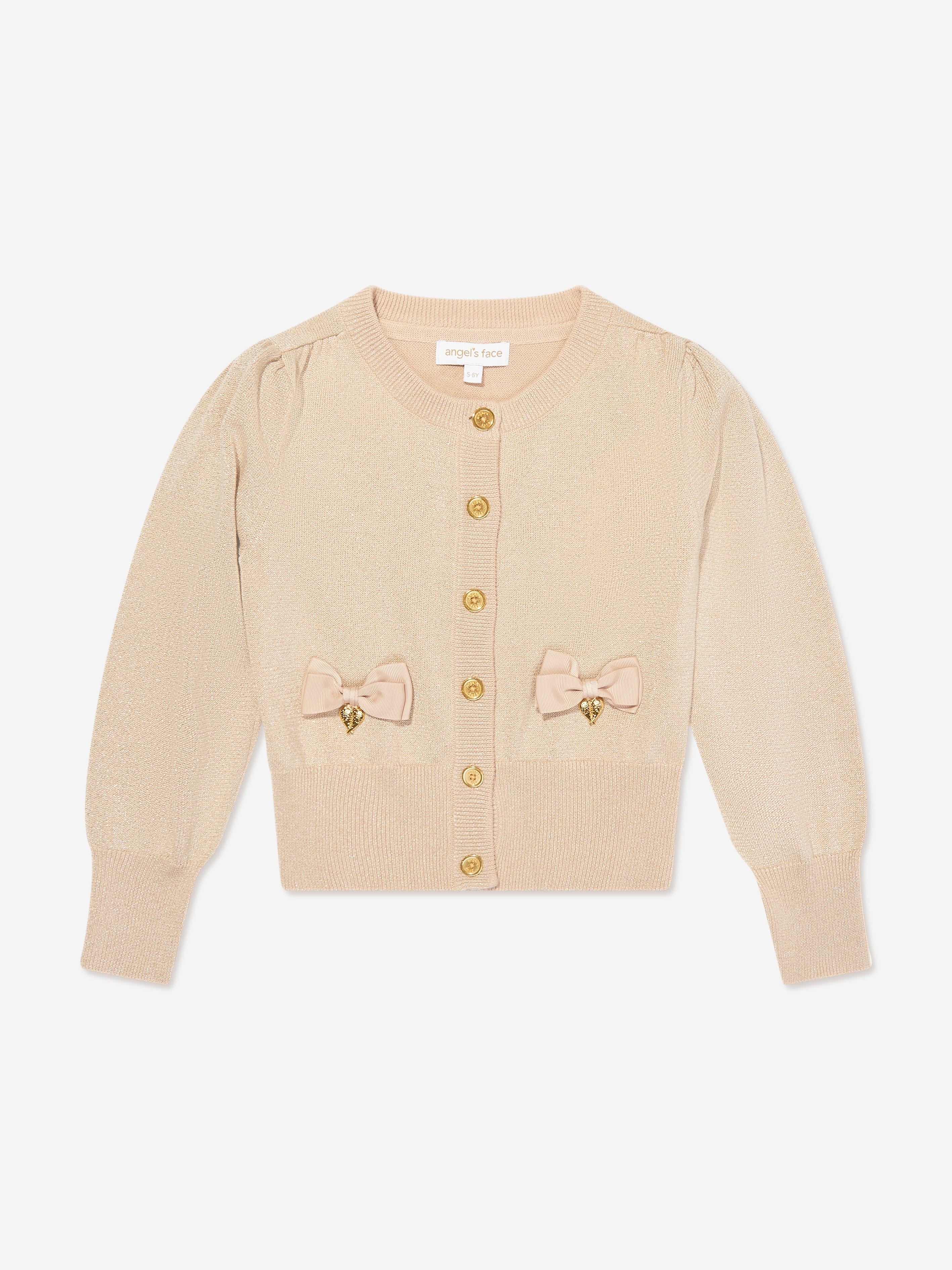 Girls Nicolette Metallic Cardigan in Beige