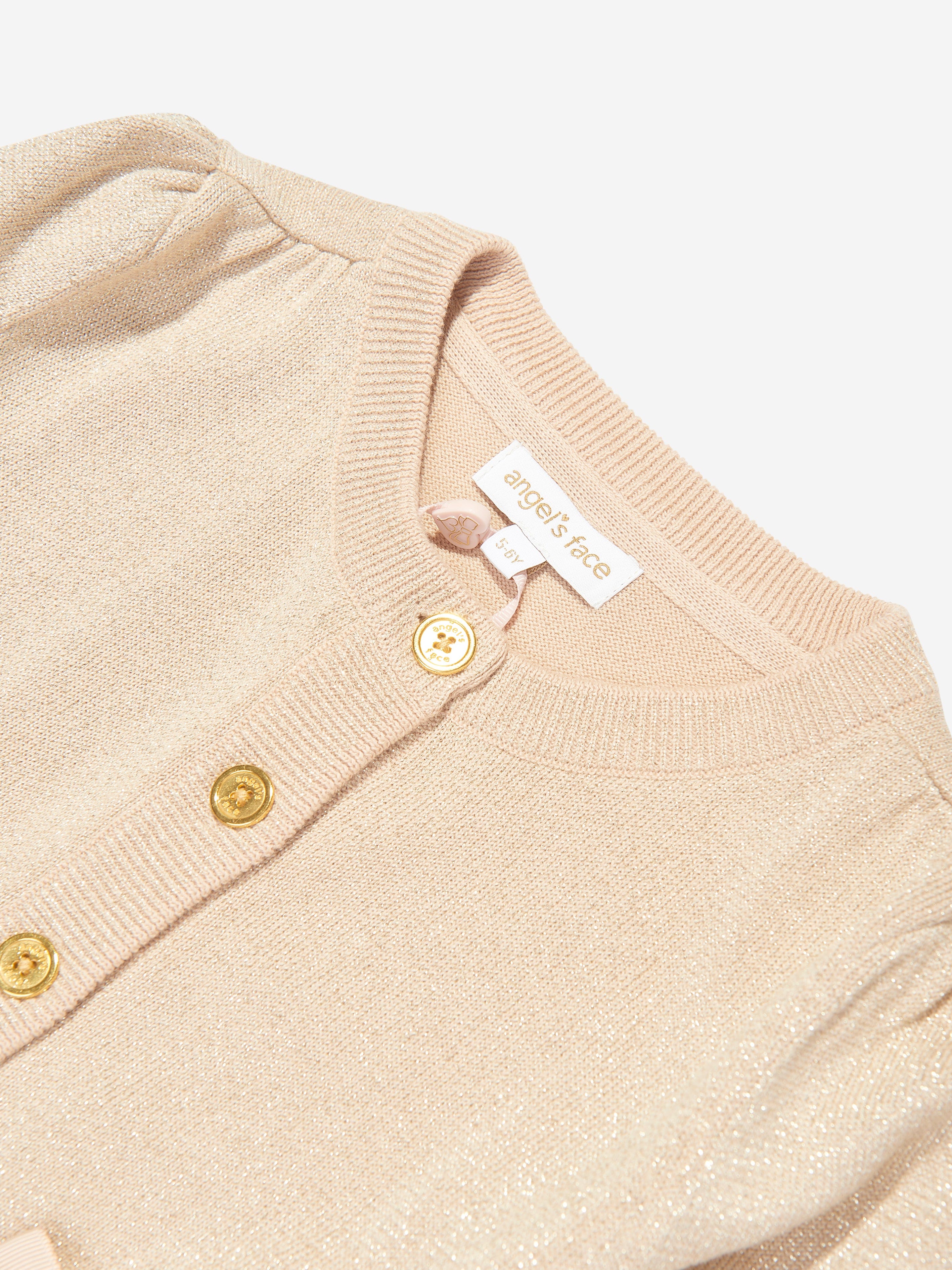 Girls Nicolette Metallic Cardigan in Beige