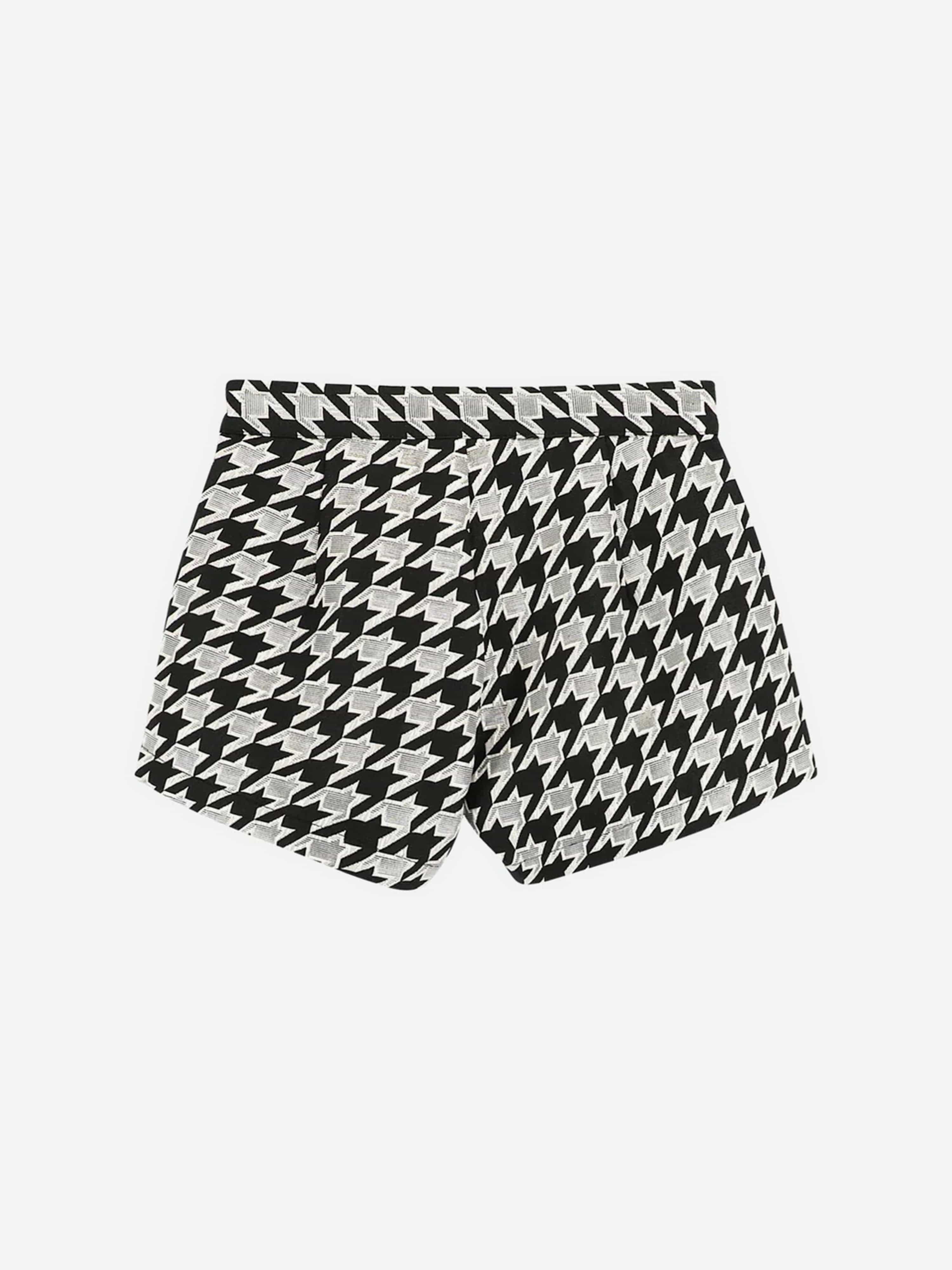 Girls Laetitia Houndstooth Shorts With Bow in Black
