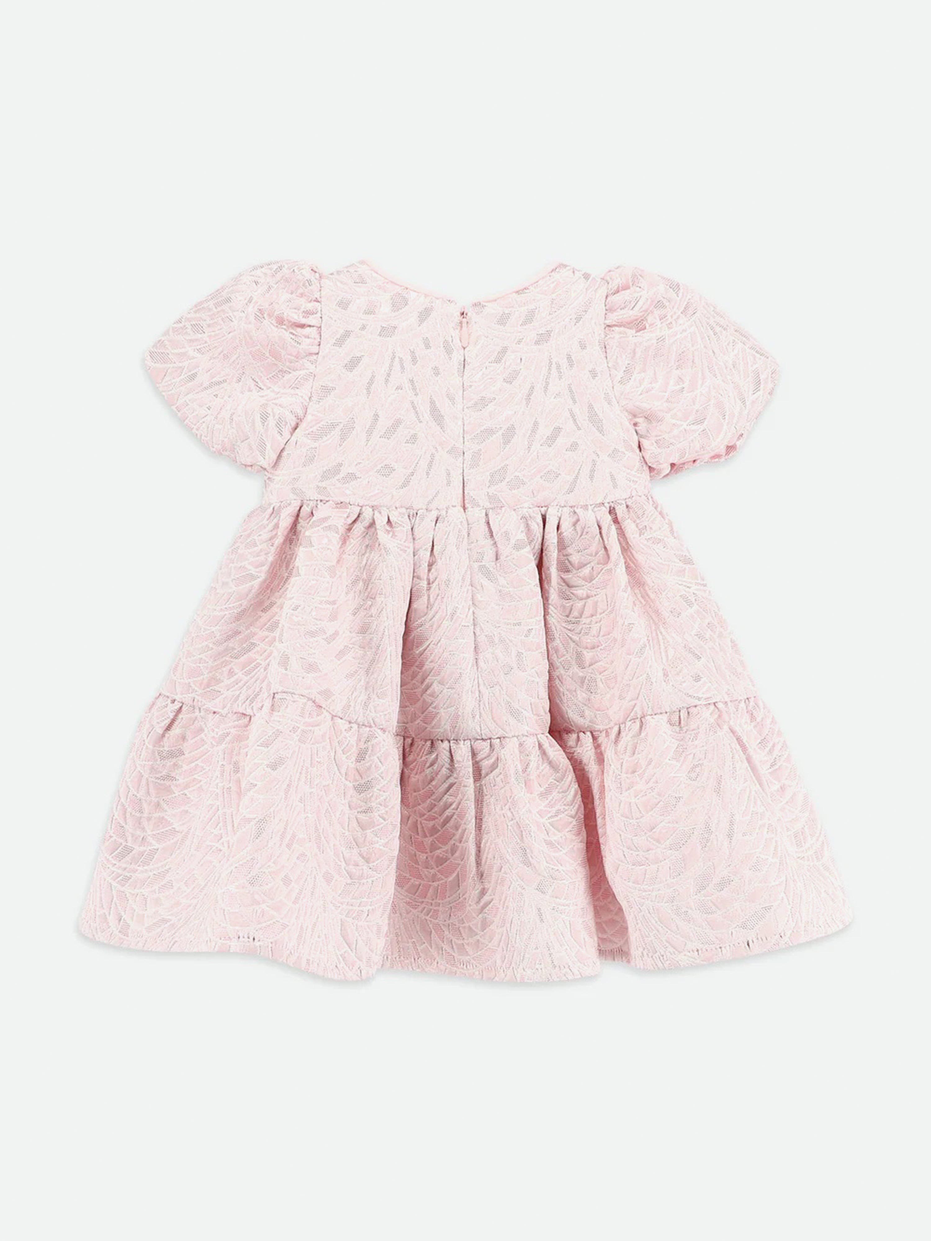 Baby Girls Jordan Jacqurd Tiered Dress in Pink