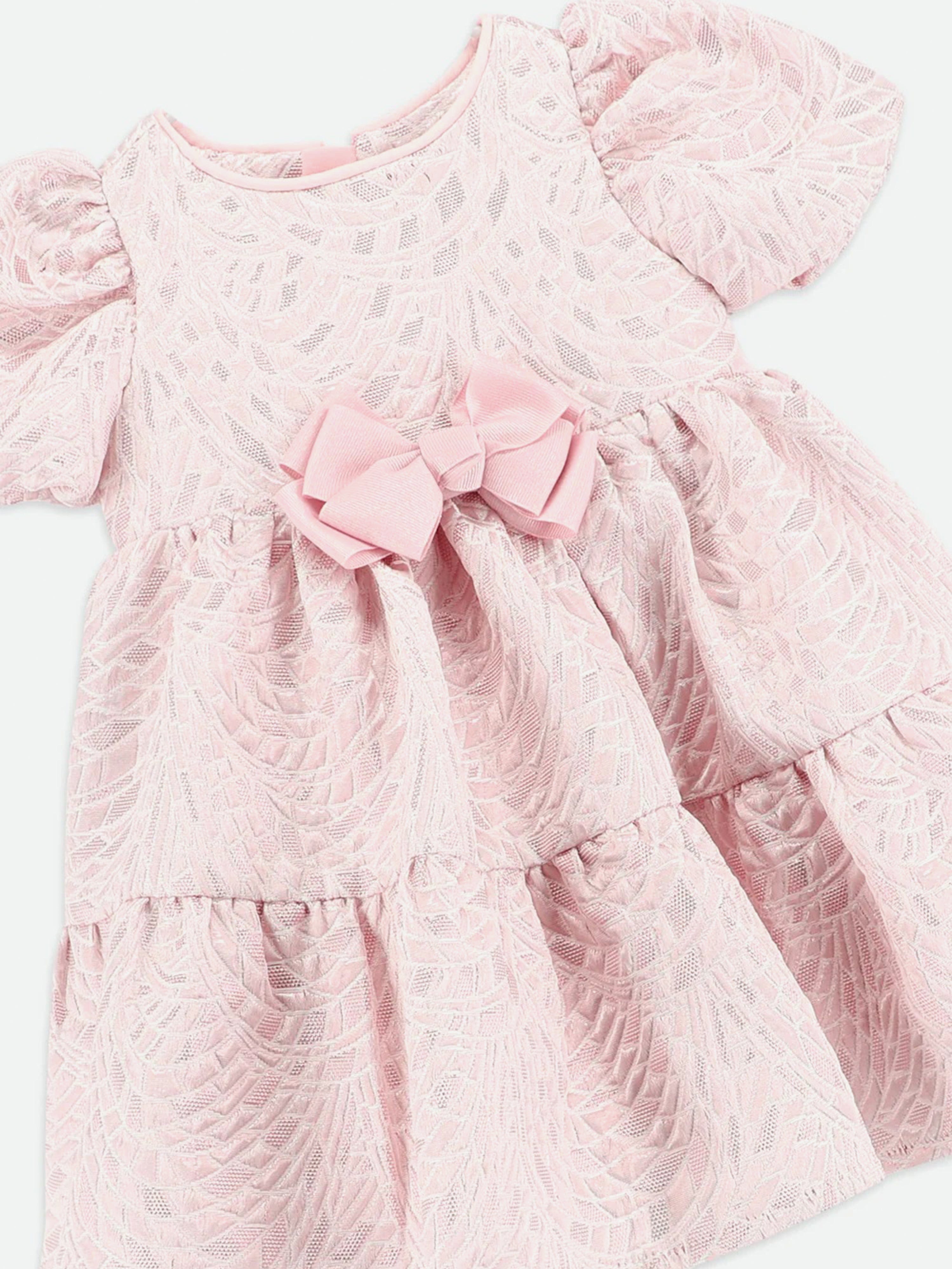 Baby Girls Jordan Jacqurd Tiered Dress in Pink