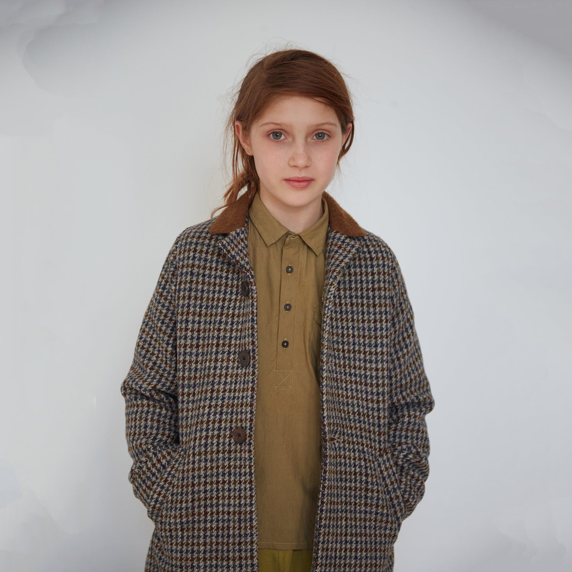 Boys & Girls Brown Check Wool Coat