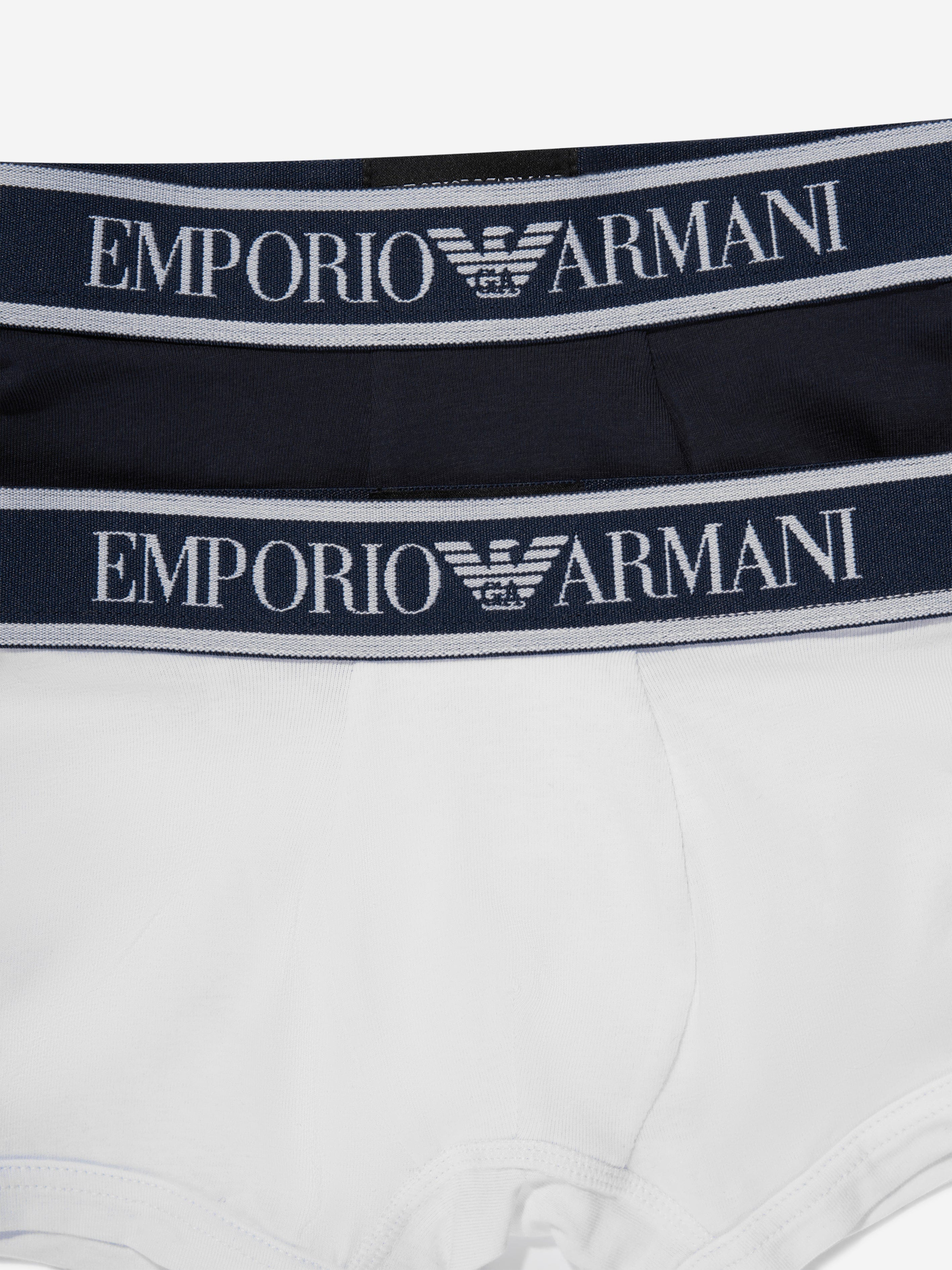 Emporio Armani Boys 2 Pack Boxer Shorts Set in White