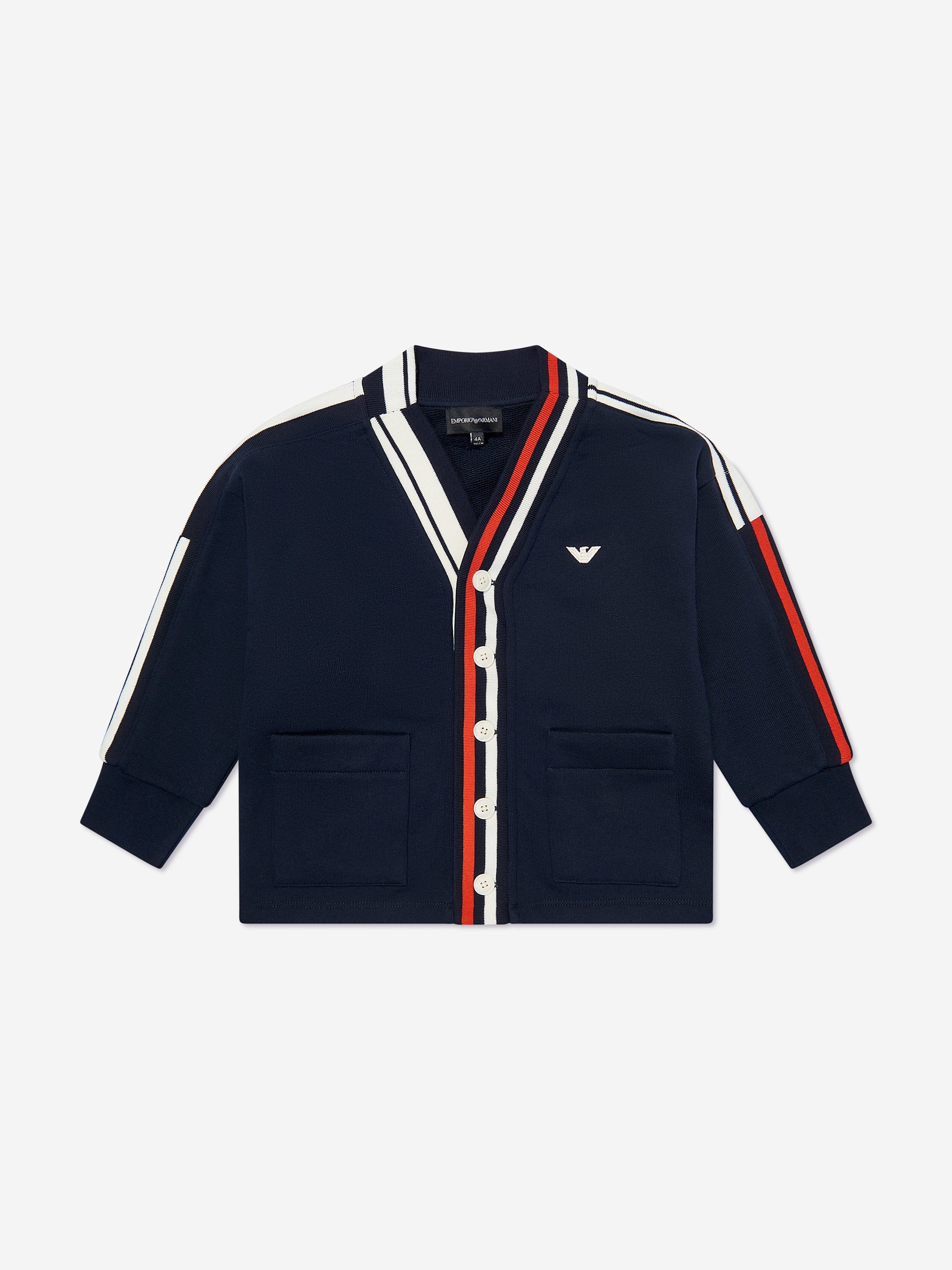 Emporio Armani Boys Logo Cardigan in Navy