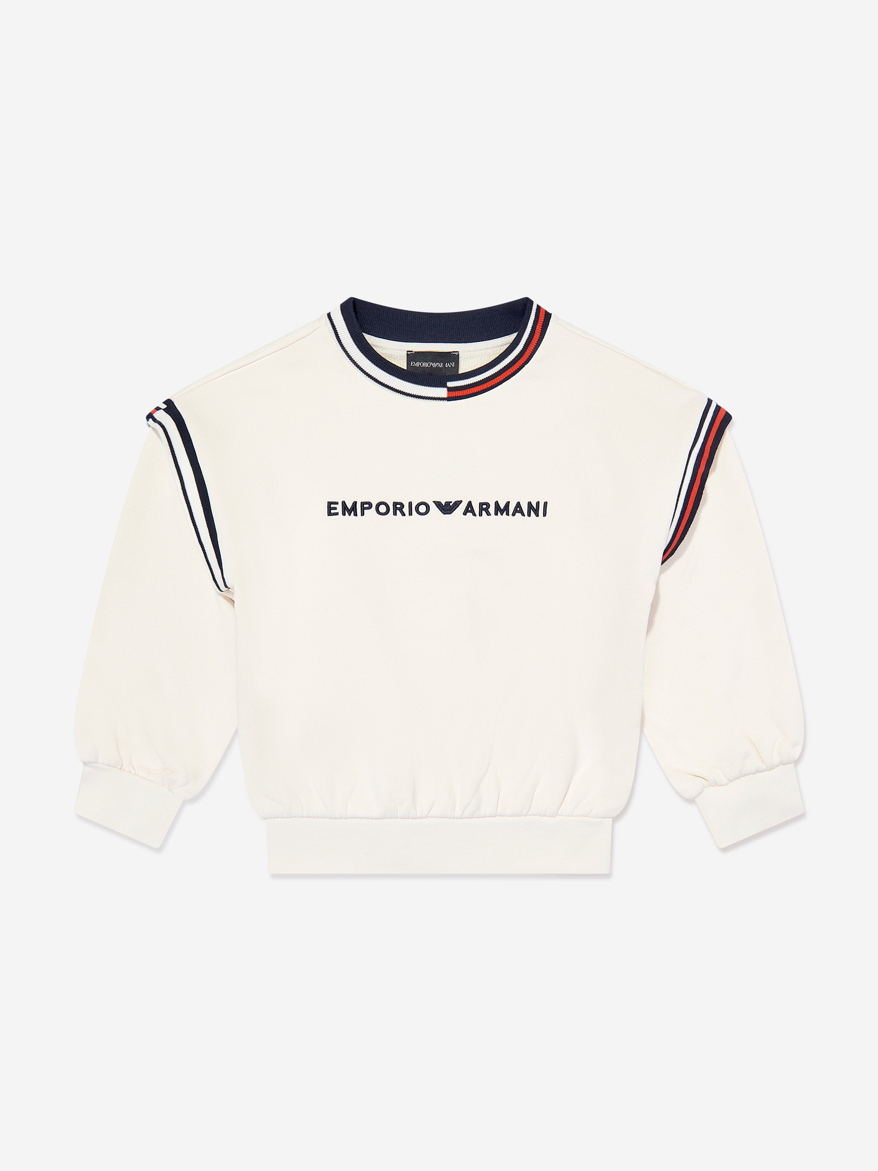 Emporio Armani Kids Logo Sweatshirt in Ivory