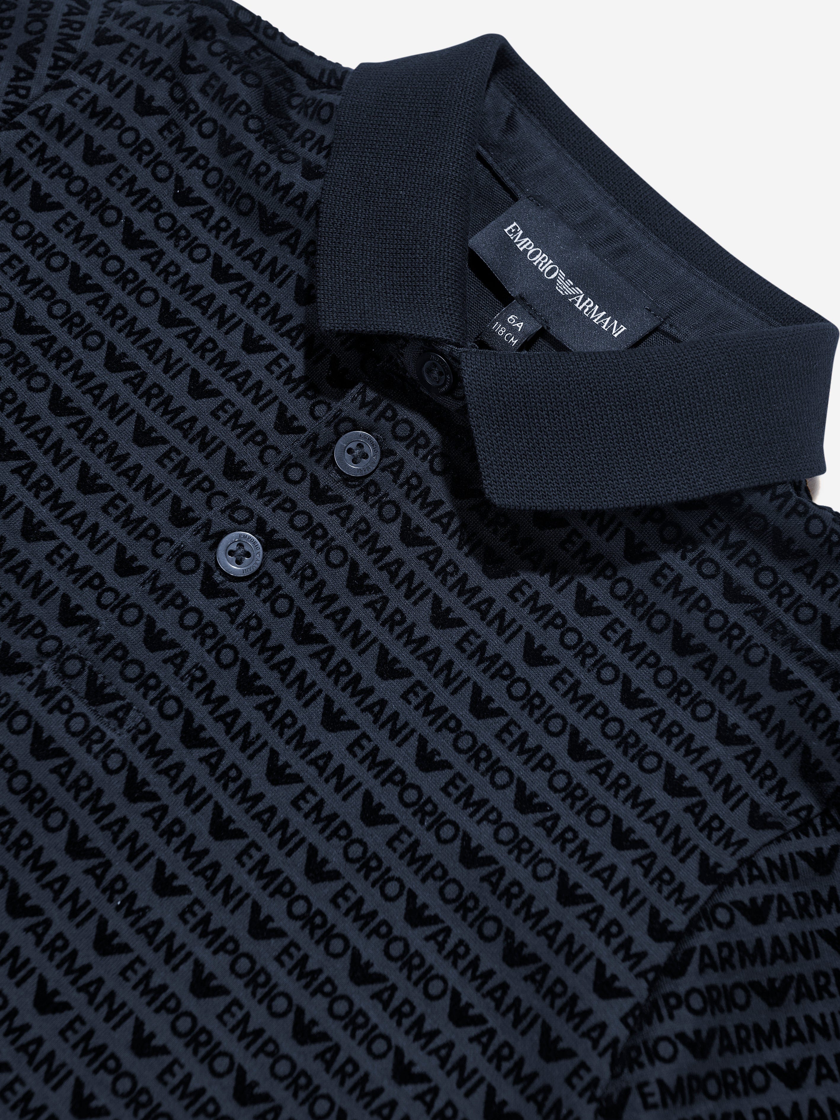 Emporio Armani Boys Logo Polo Shirt in Navy