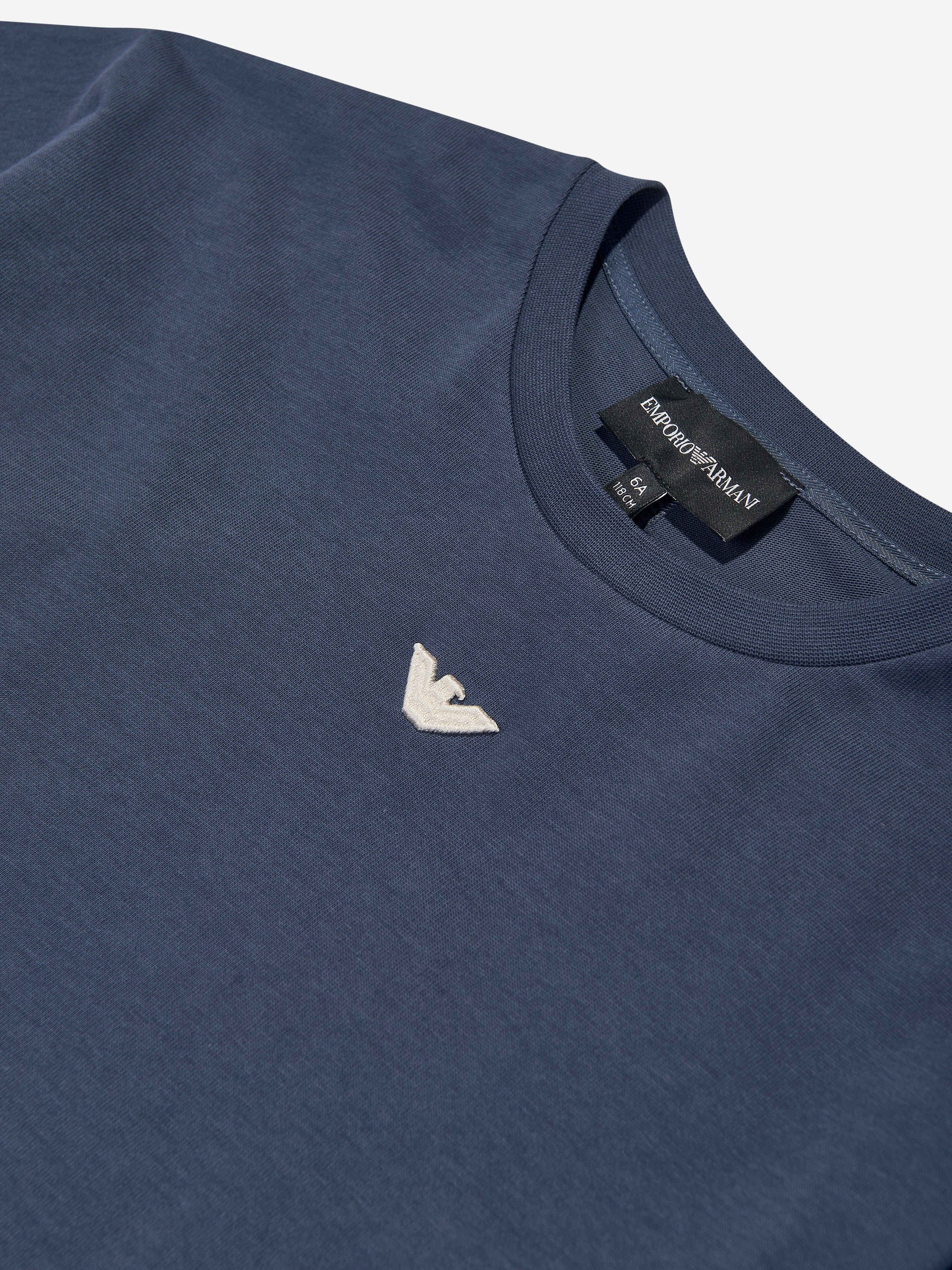 Emporio Armani Boys Logo T-Shirt in Blue