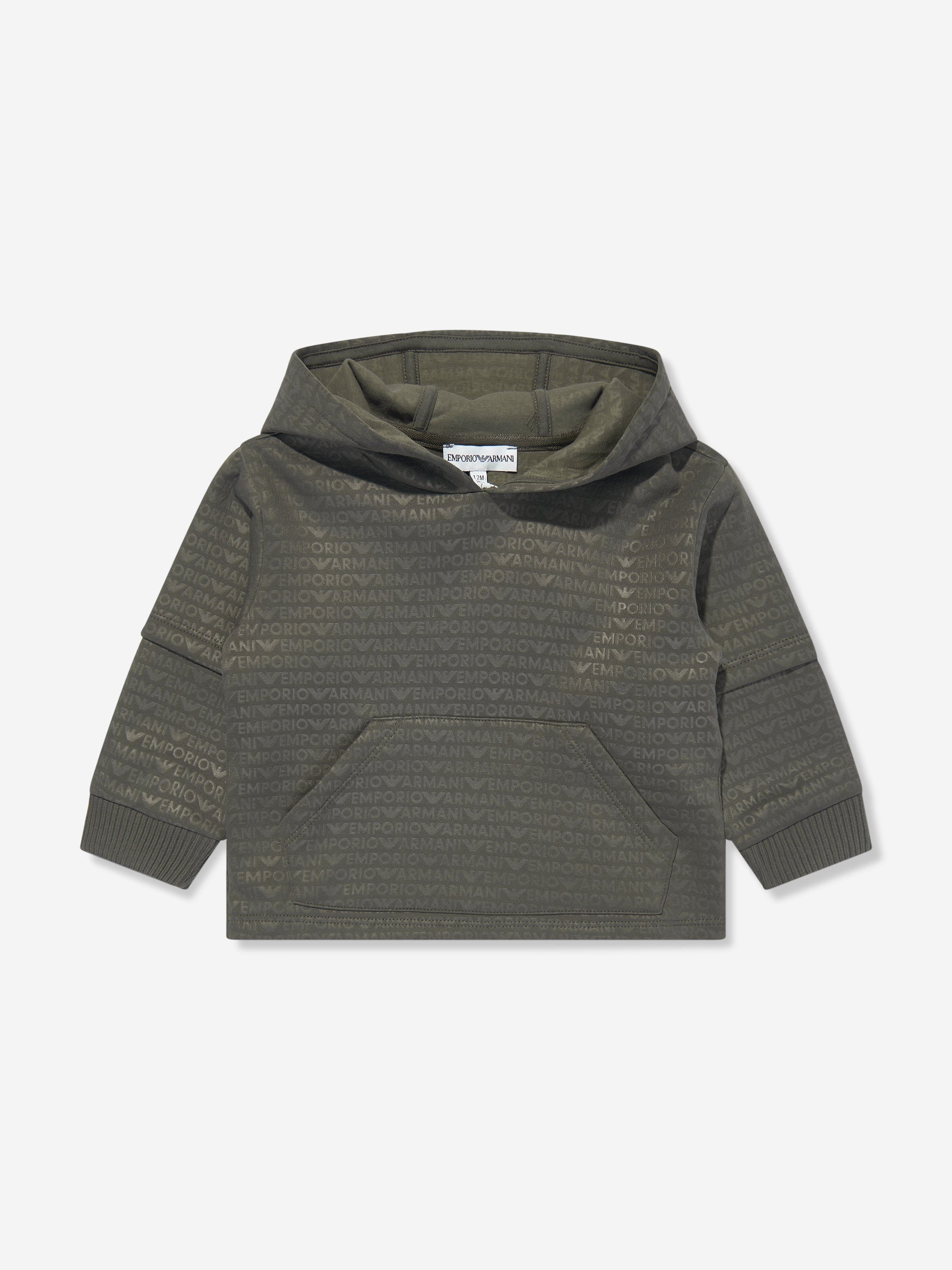 Emporio Armani Baby Boys Logo Hoodie in Green