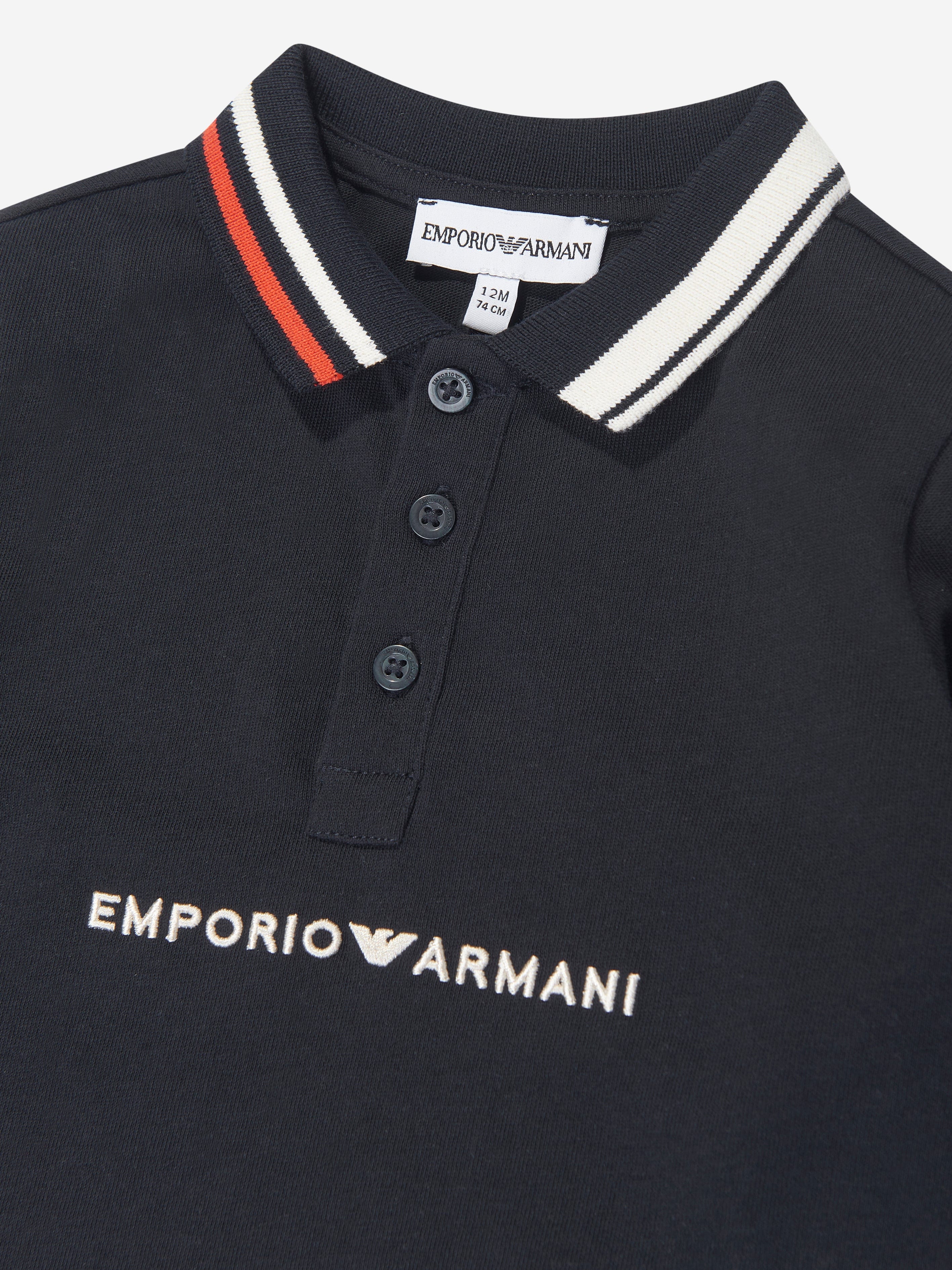 Emporio Armani Baby Boys Long Sleeve Polo Shirt in Navy