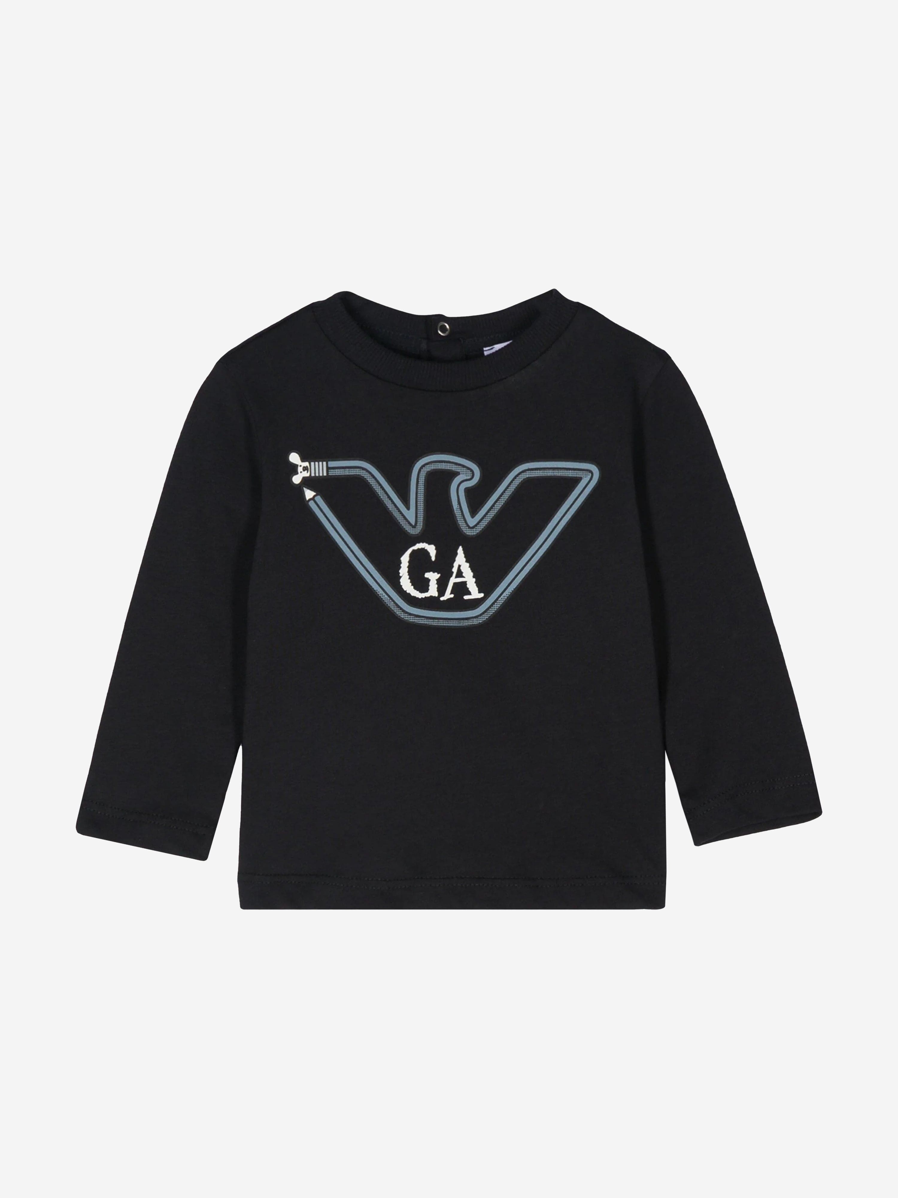 Emporio Armani Baby Boys Long Sleeve T-Shirt in Navy