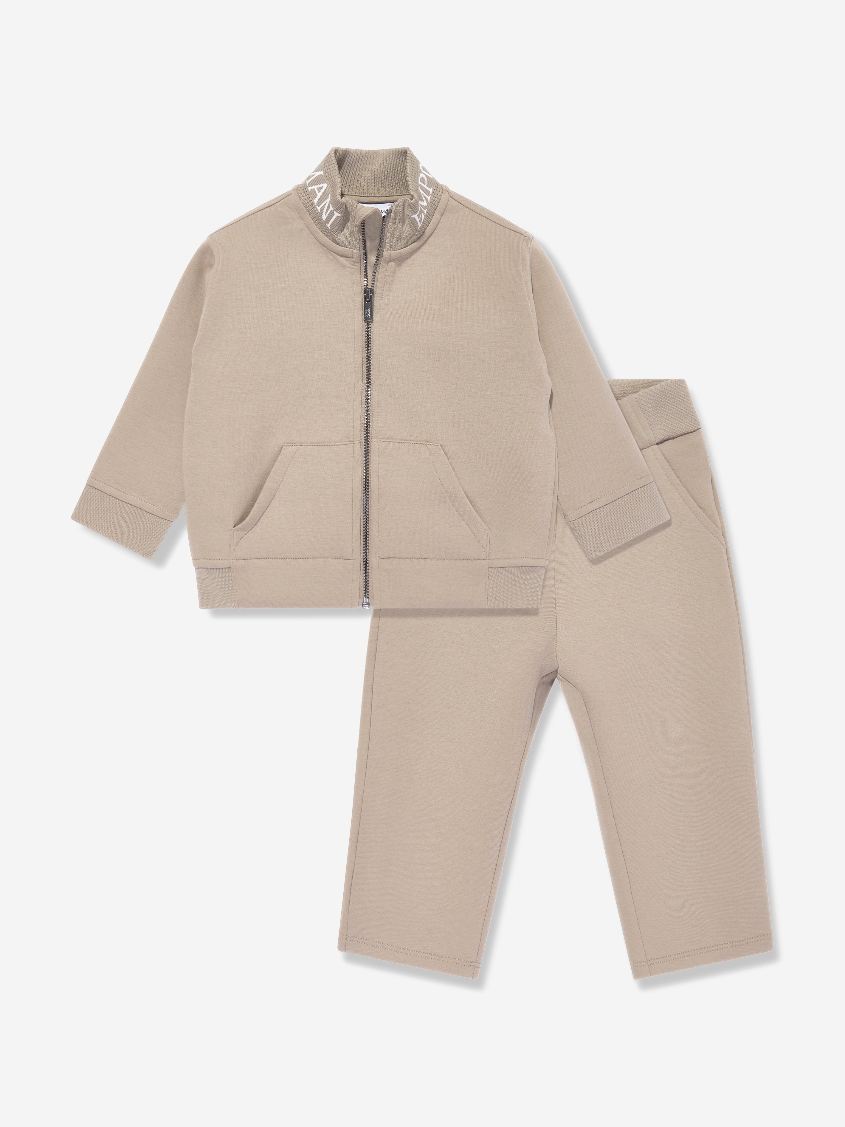 Emporio Armani Baby Boys Branded Tracksuit in Beige