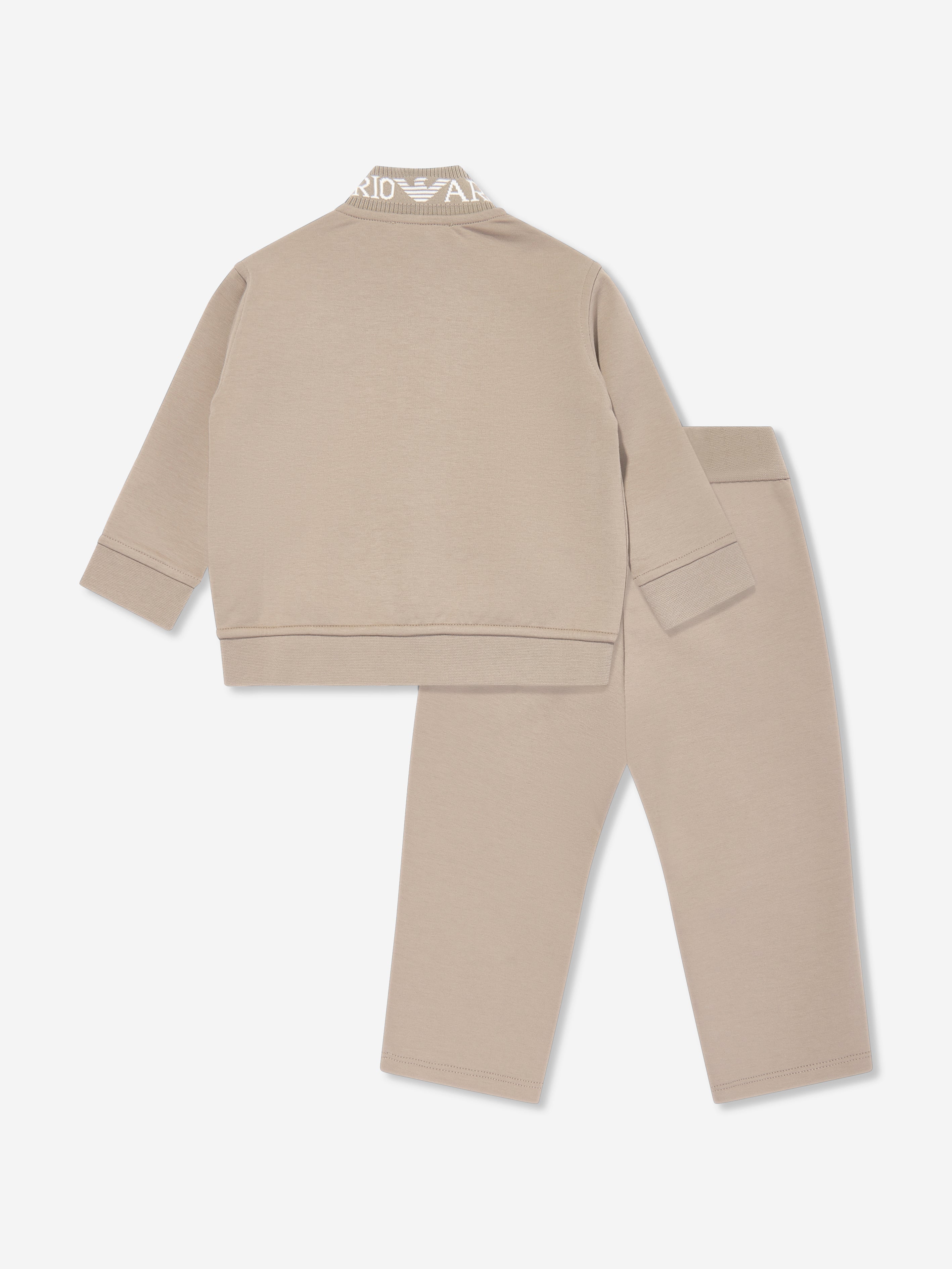 Emporio Armani Baby Boys Branded Tracksuit in Beige
