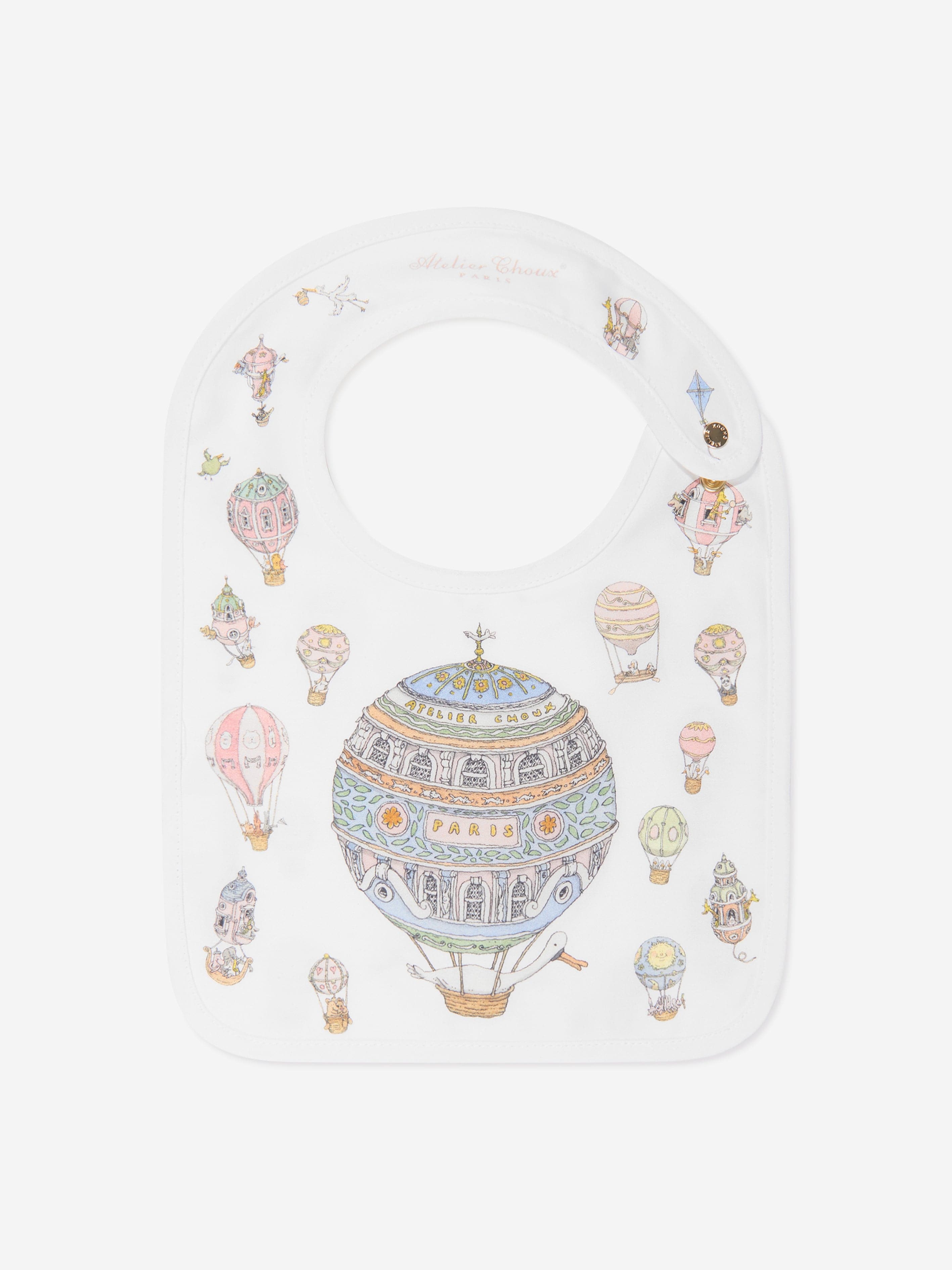 Atelier Choux Baby Balloons Playsuit Swaddle And Bib Set in White