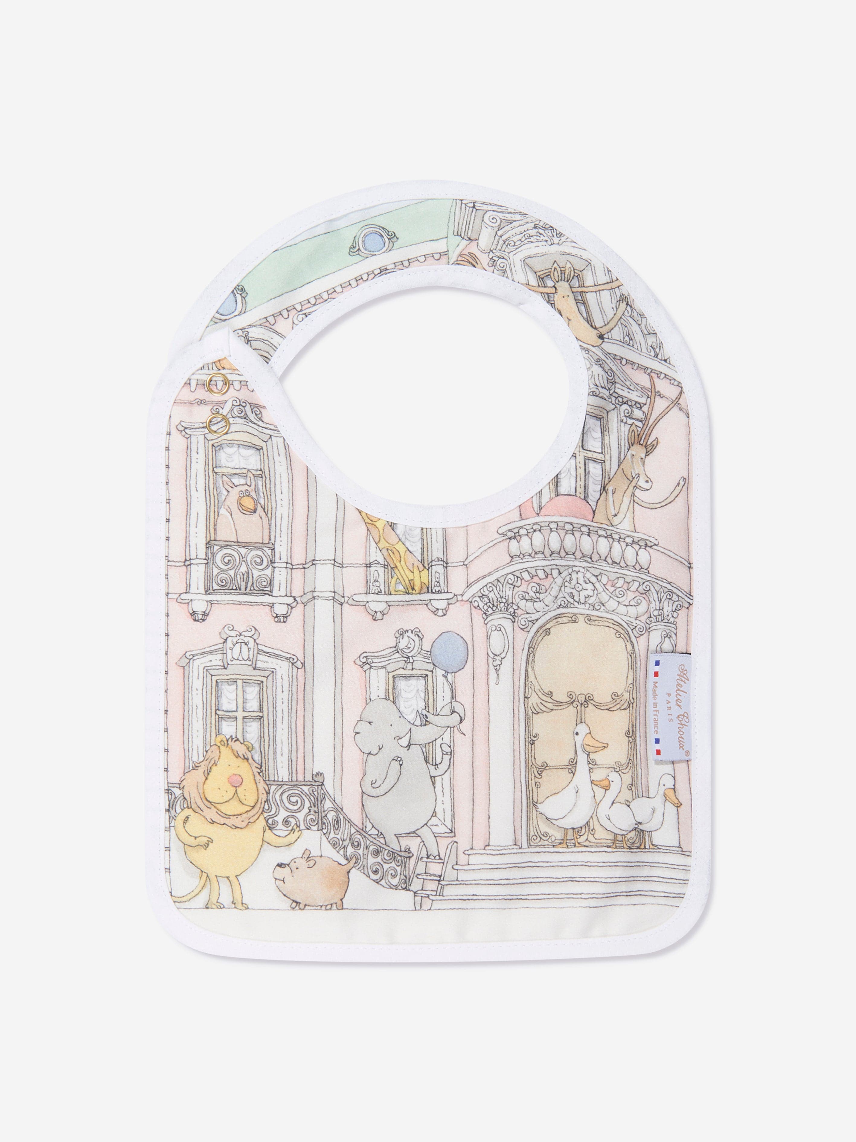 Atelier Choux Baby Monceau Mansion Swaddle And Satin Bib Set in Blue
