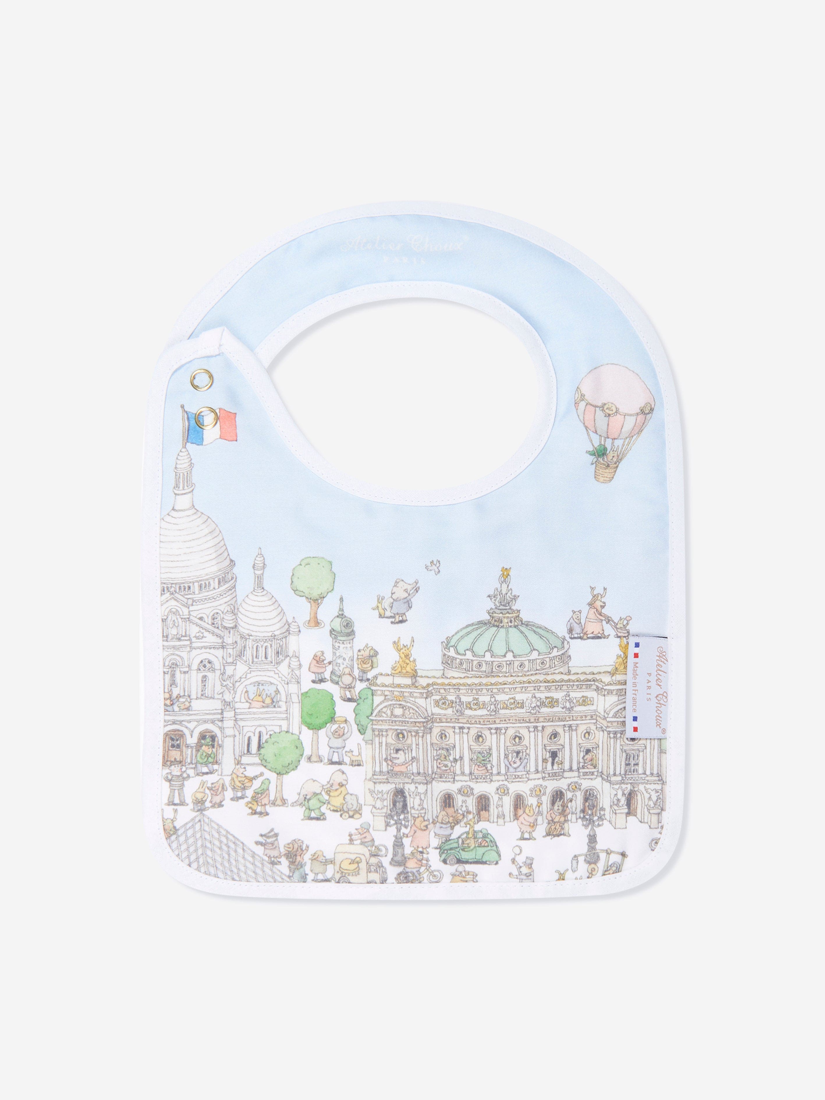 Atelier Choux Baby Paris Swaddle And Satin Bib Set in Pink