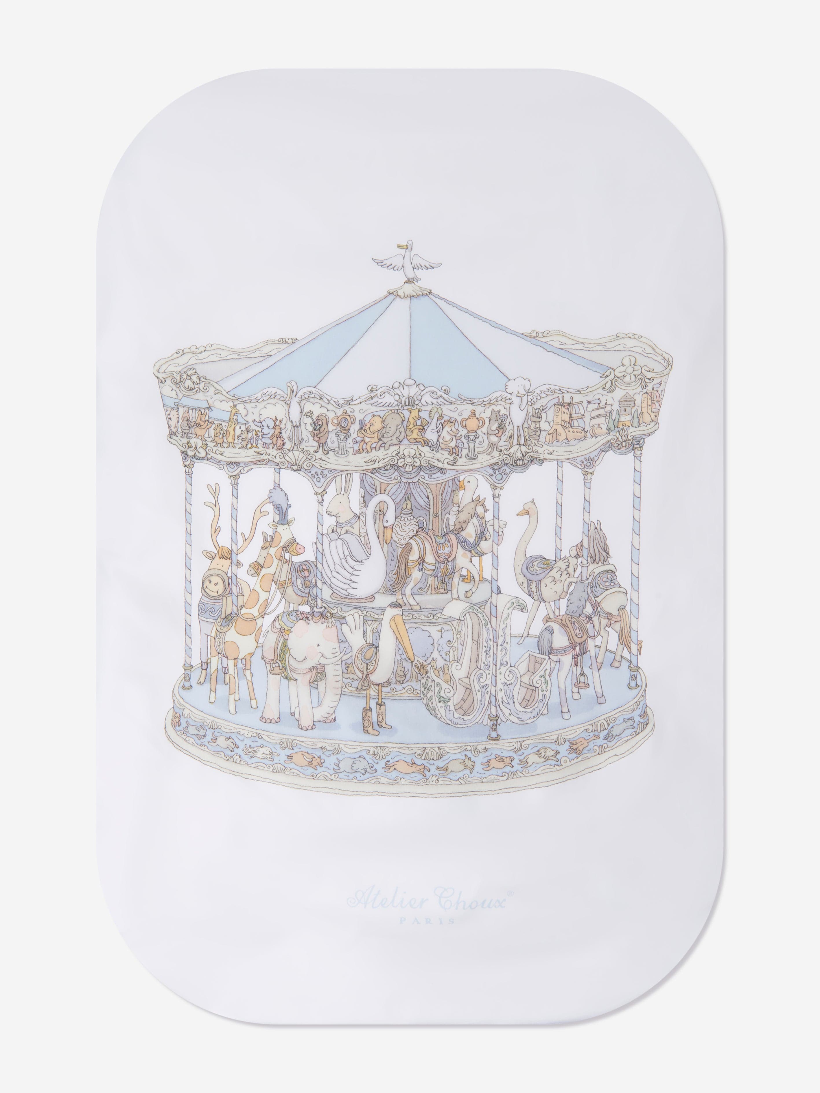 Atelier Choux Baby Boys Carousel Fitted Sheet in Blue (140cm)