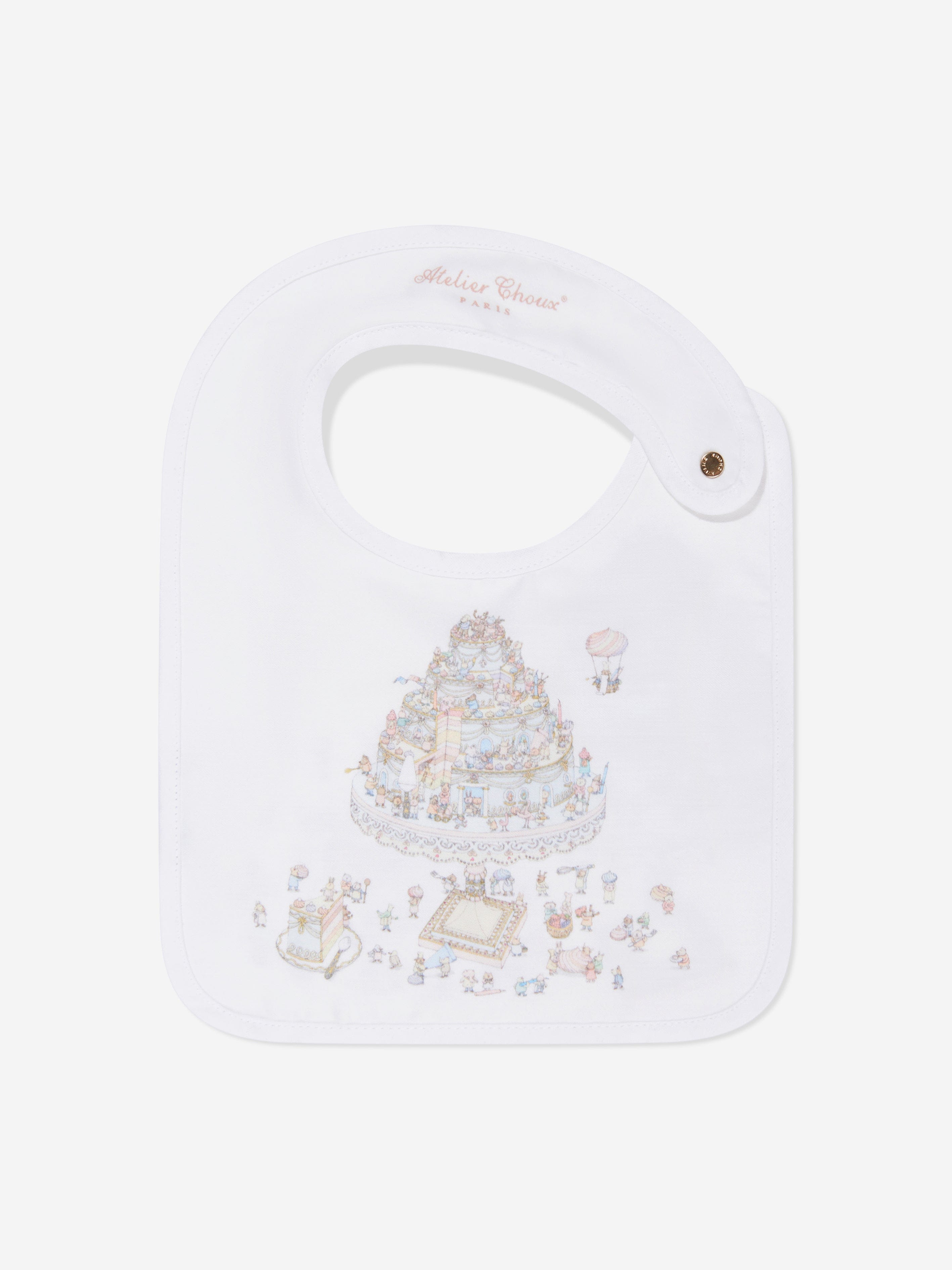 Atelier Choux Baby Le Gateau Carré and Satin Bib Set in White