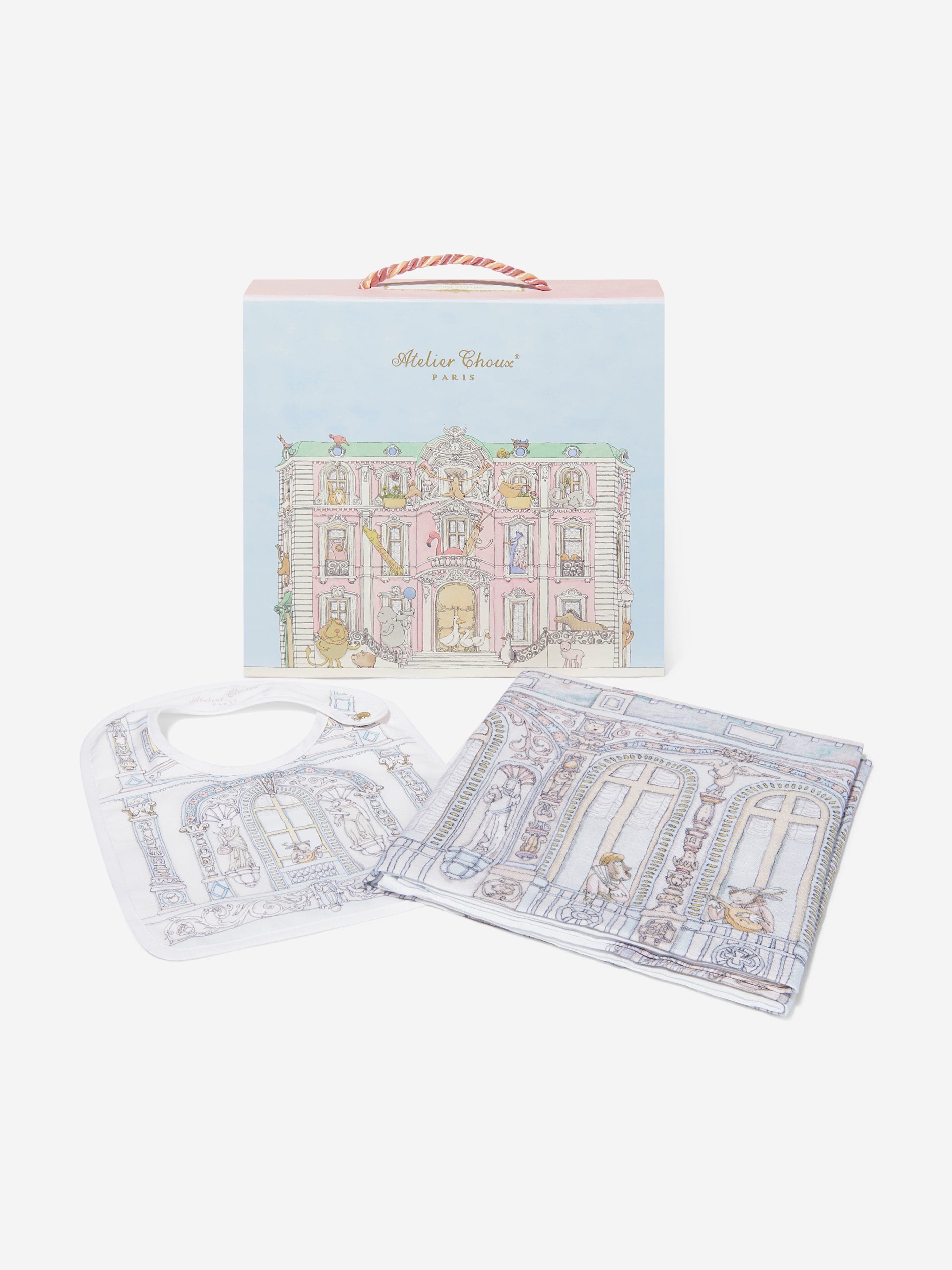 Atelier Choux Baby Château Choux™ Carré and Satin Bibs Set in Multicolour