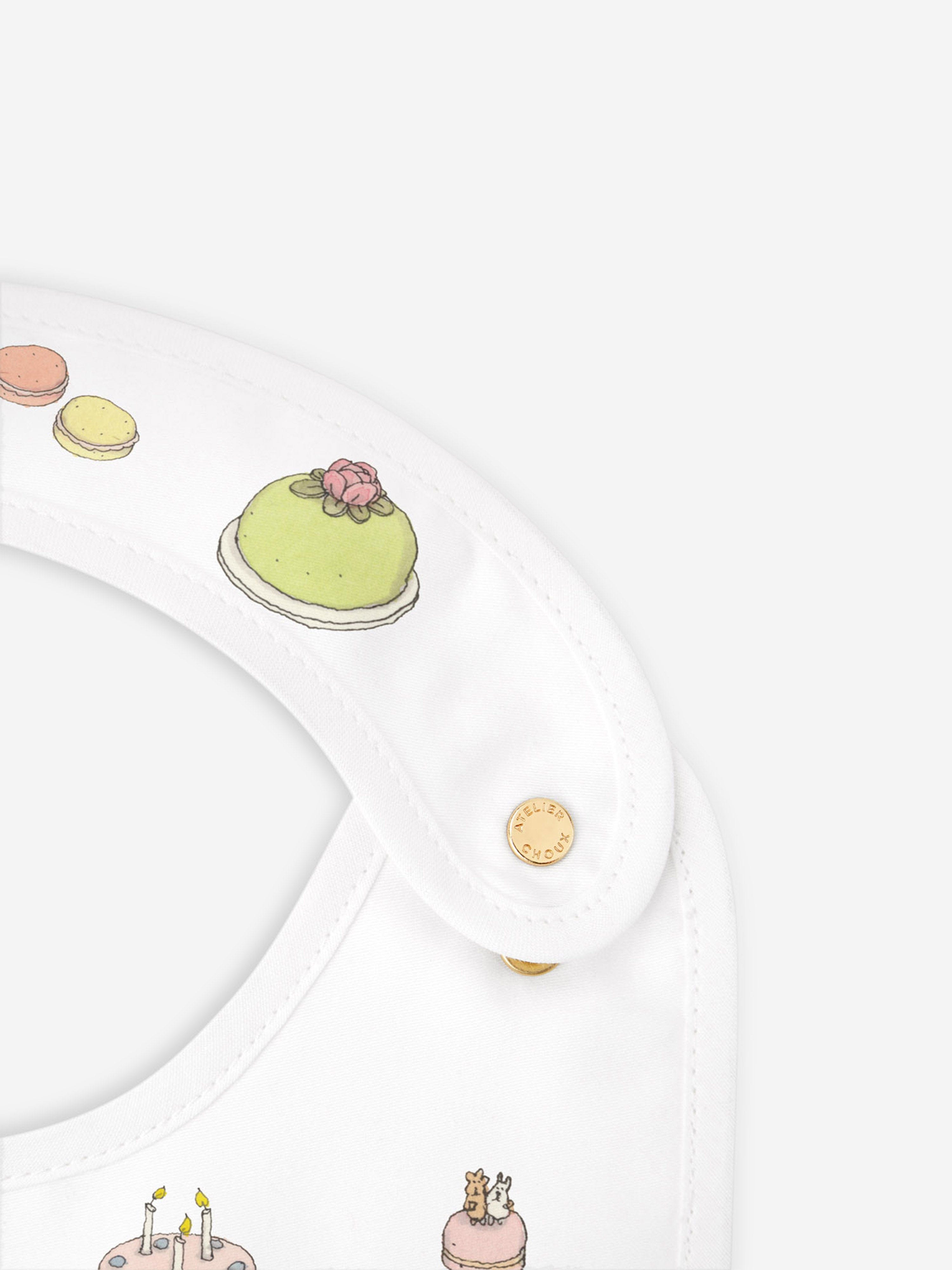 Atelier Choux Baby Sweetie Pie Satin Bib in White