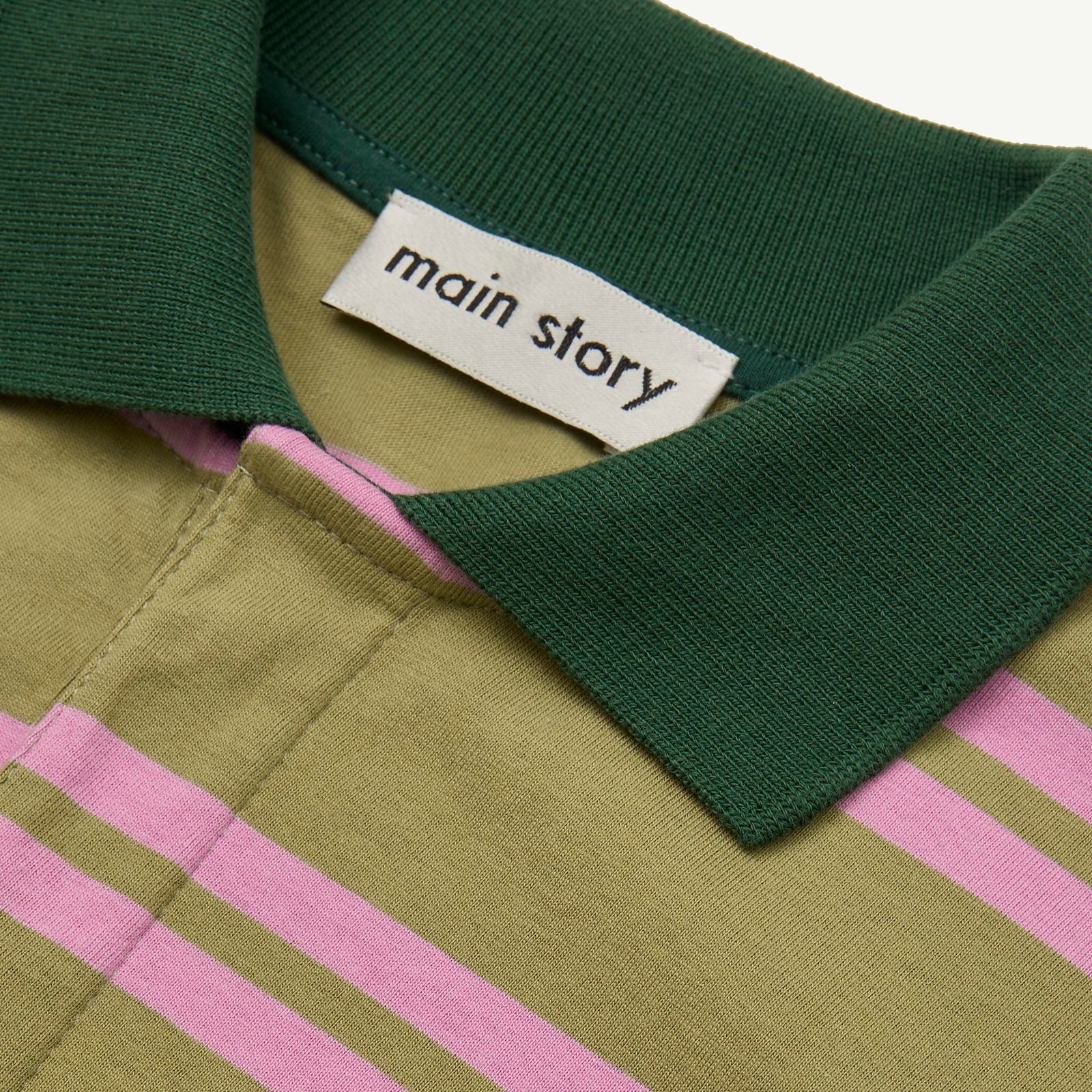 Boys & Girls Green Stripes Cotton Polo Shirt