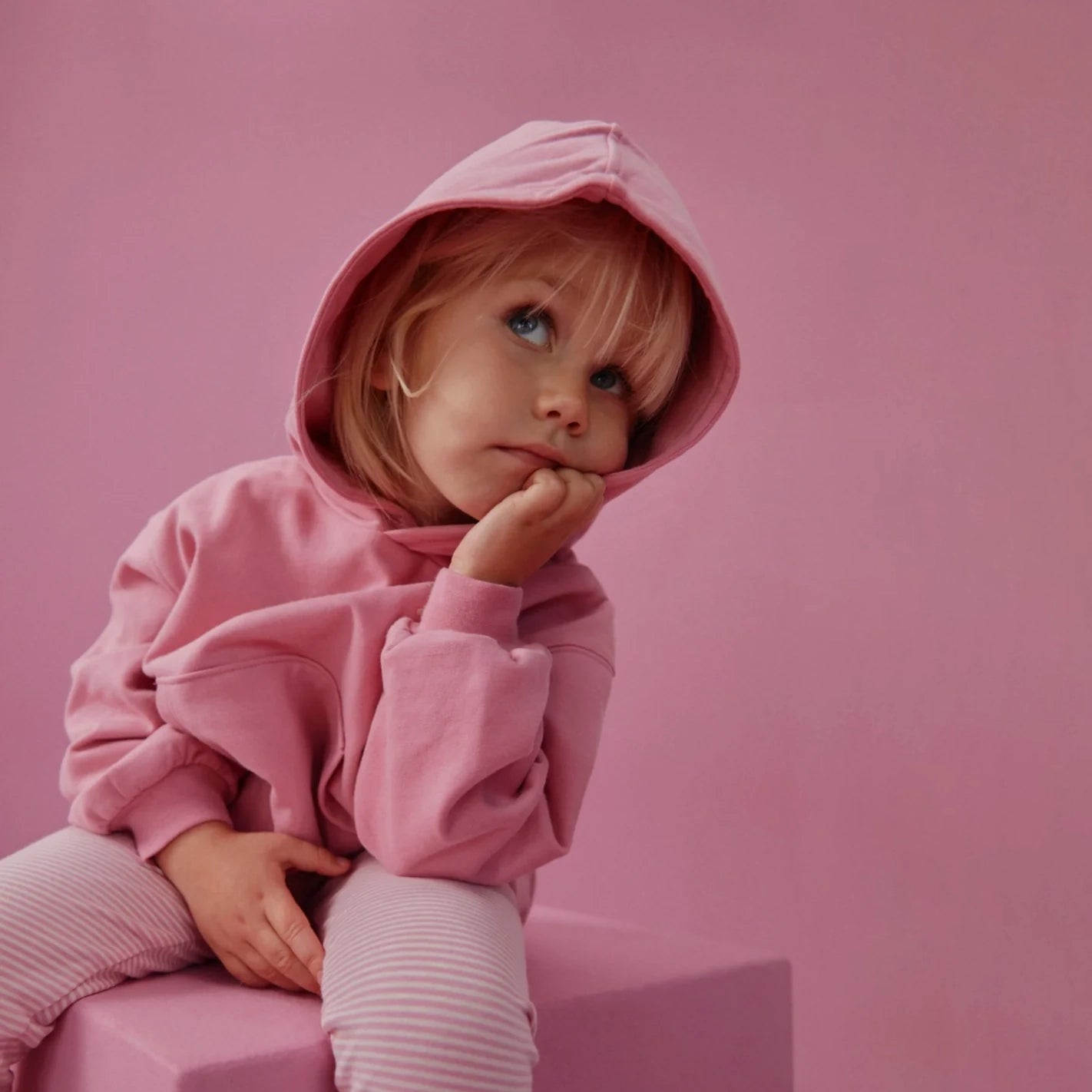 Boys & Girls Pink Hooded Cotton Sweatshirt