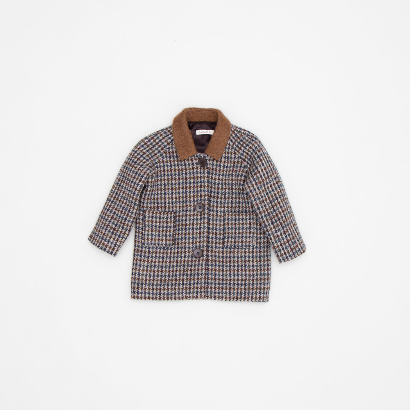 Baby Boys & Girls Brown Check Wool Coat